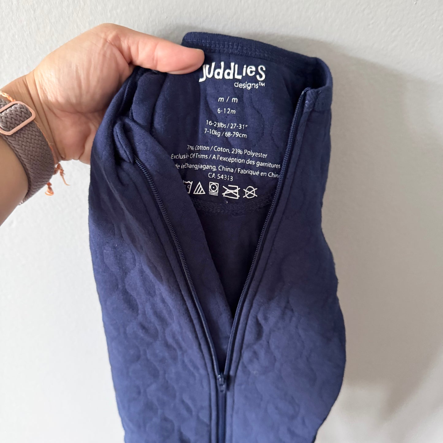 Juddlies / Navy padded romper / 6-12M