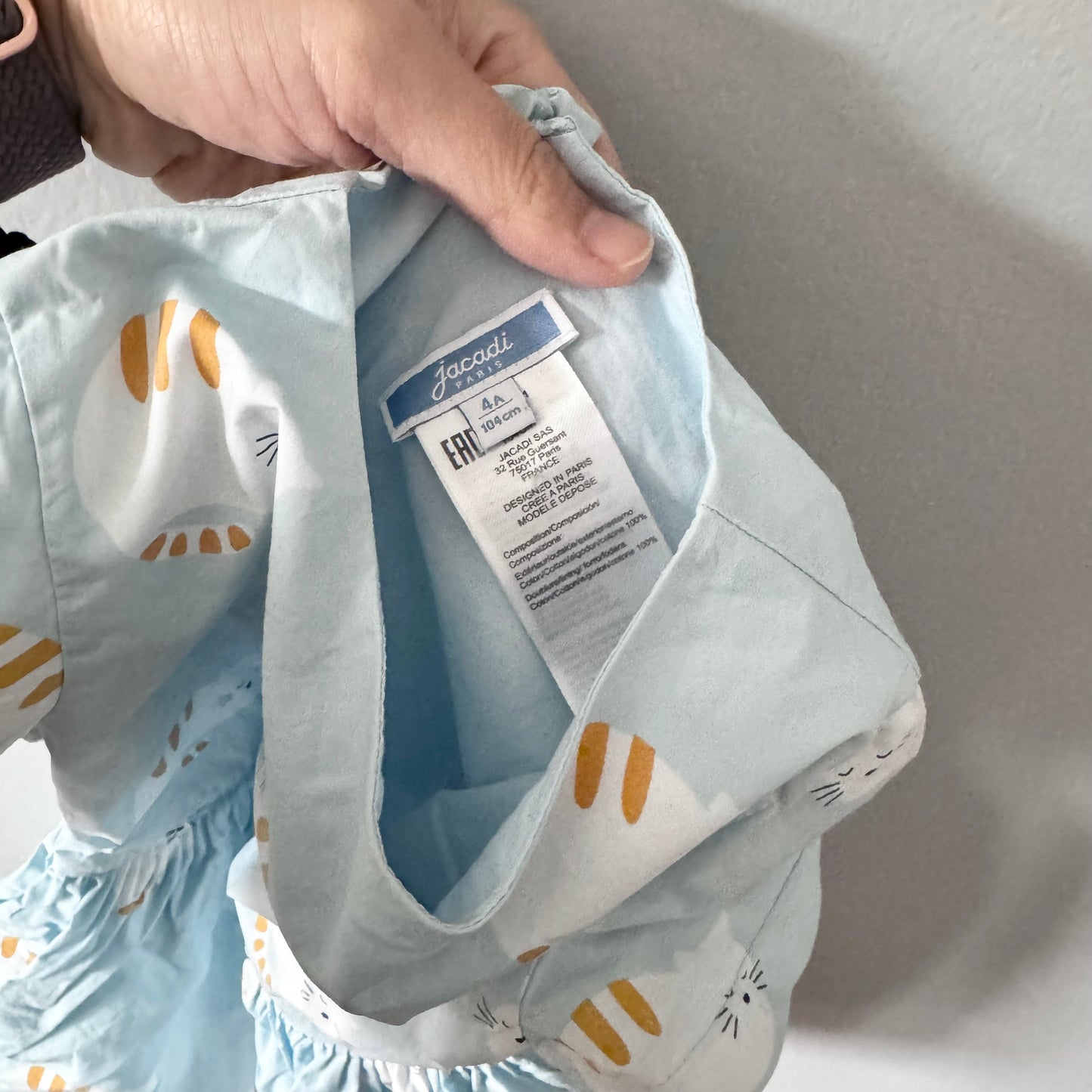 Jacadi / Light blue x cat dress / 4Y
