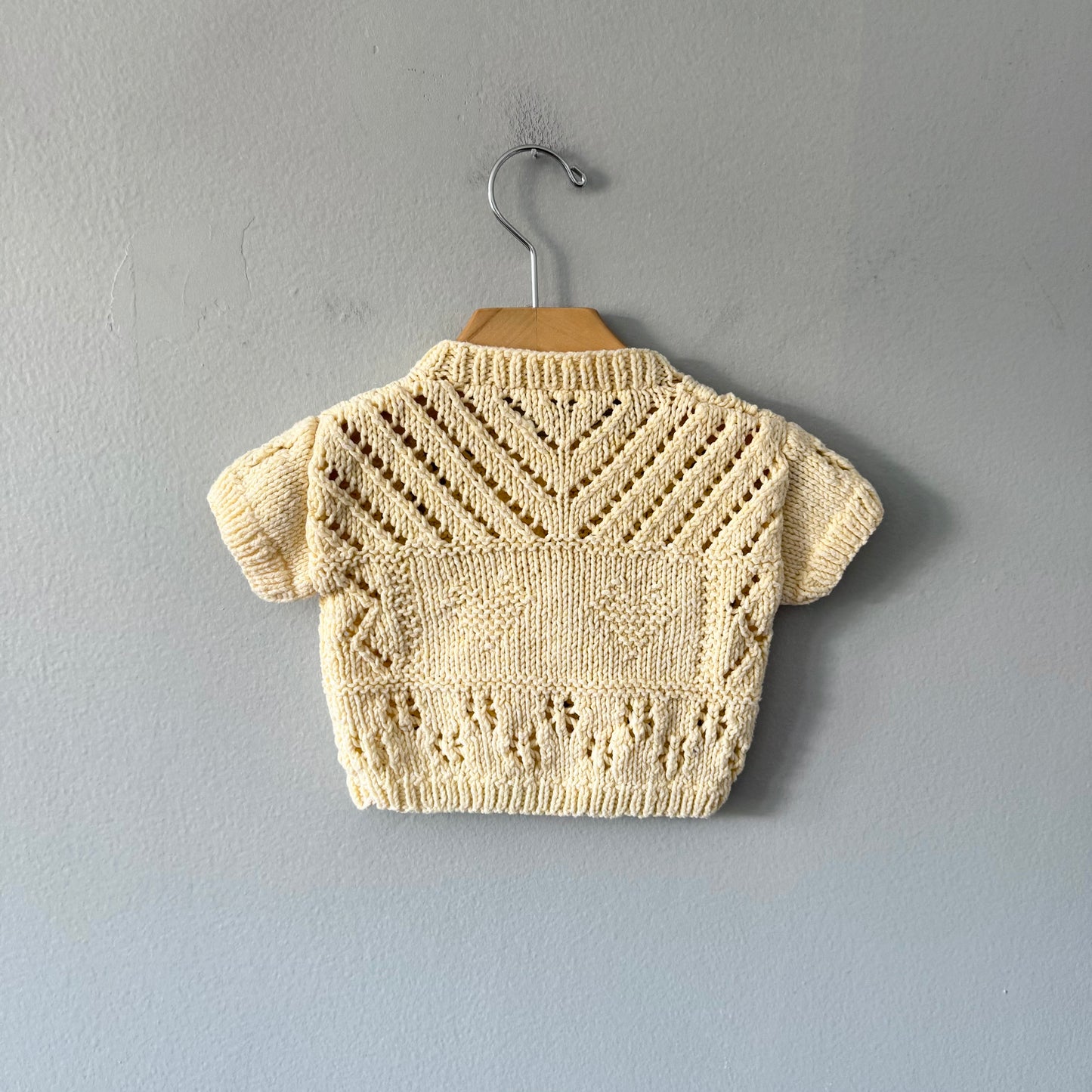 Handmade / Cream short sleeve knit cardigan / 6M