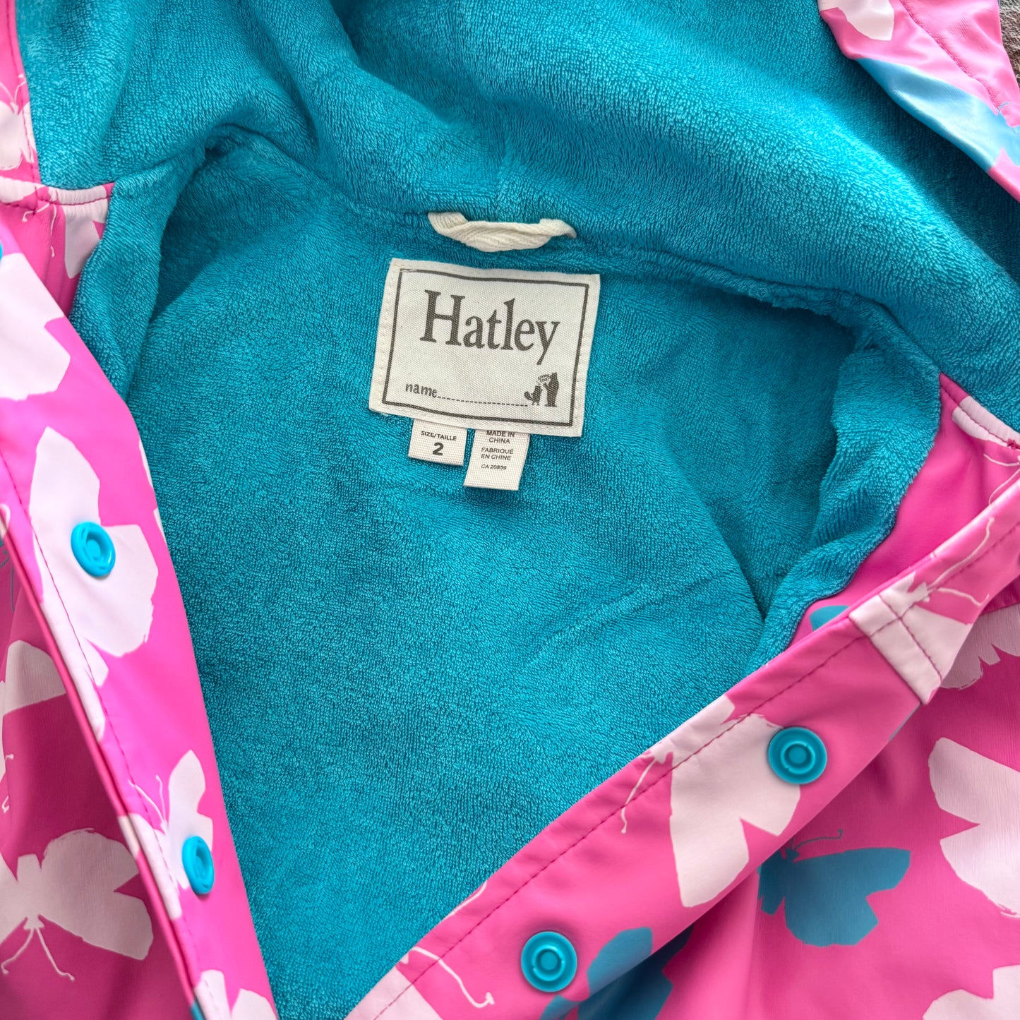 Hatley / Imperméable rose papillon / 2 ans