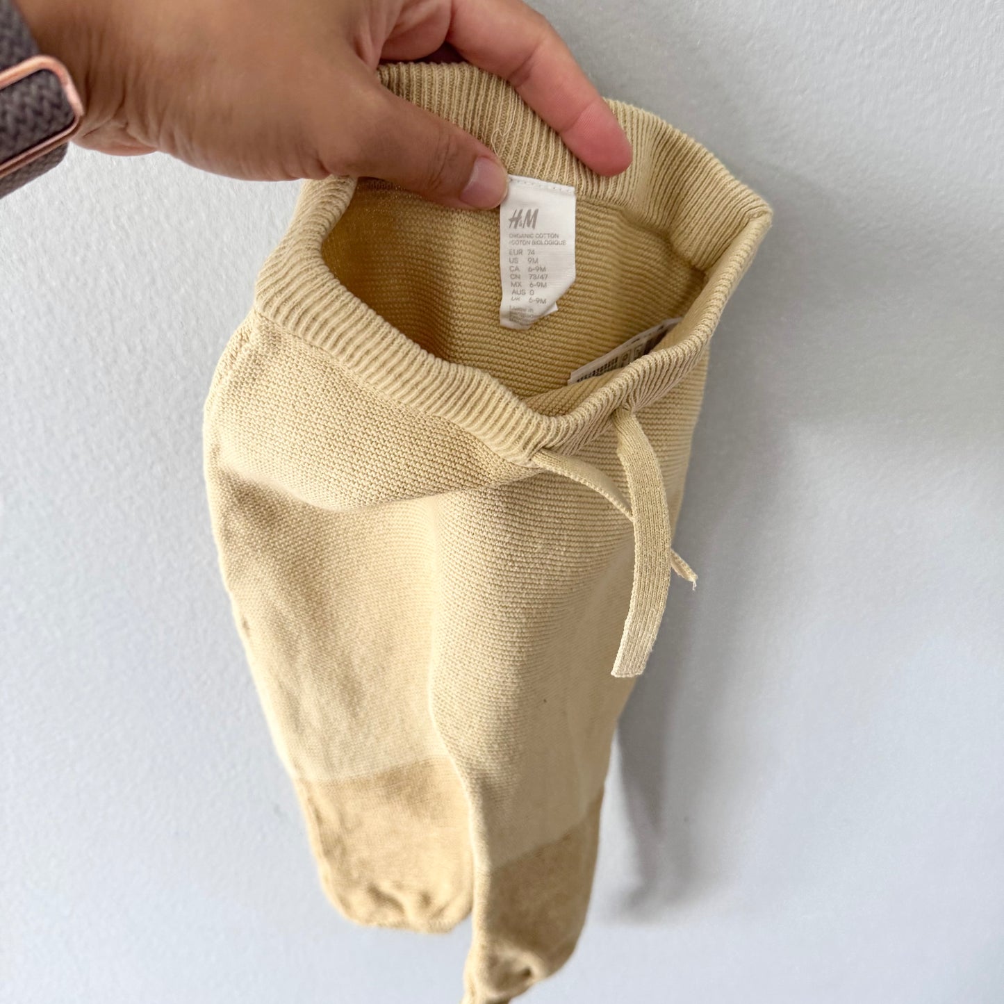 H&M / Light brown x yellow cotton knit set / 6-9M