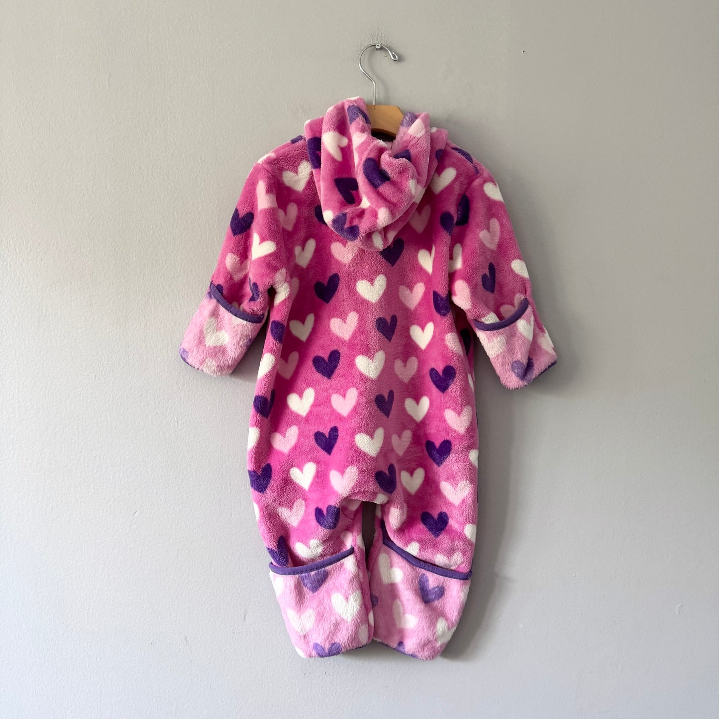 Hatley / Pink x heart fleece romper / 18-24M