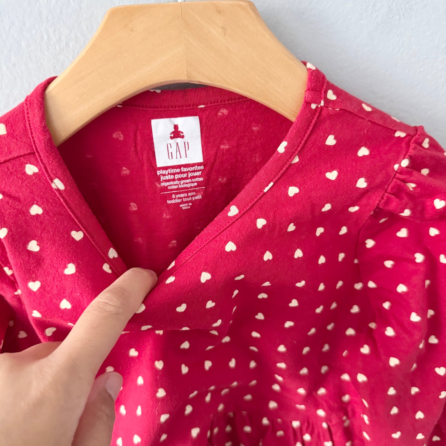 Gap / Red x hearts long sleeve dress / 5Y