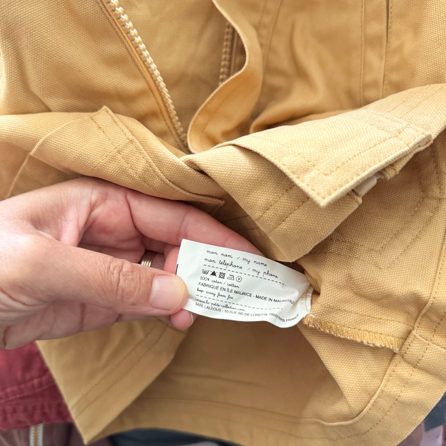La petite collection / Mustard canvas zip up jacket / 12M