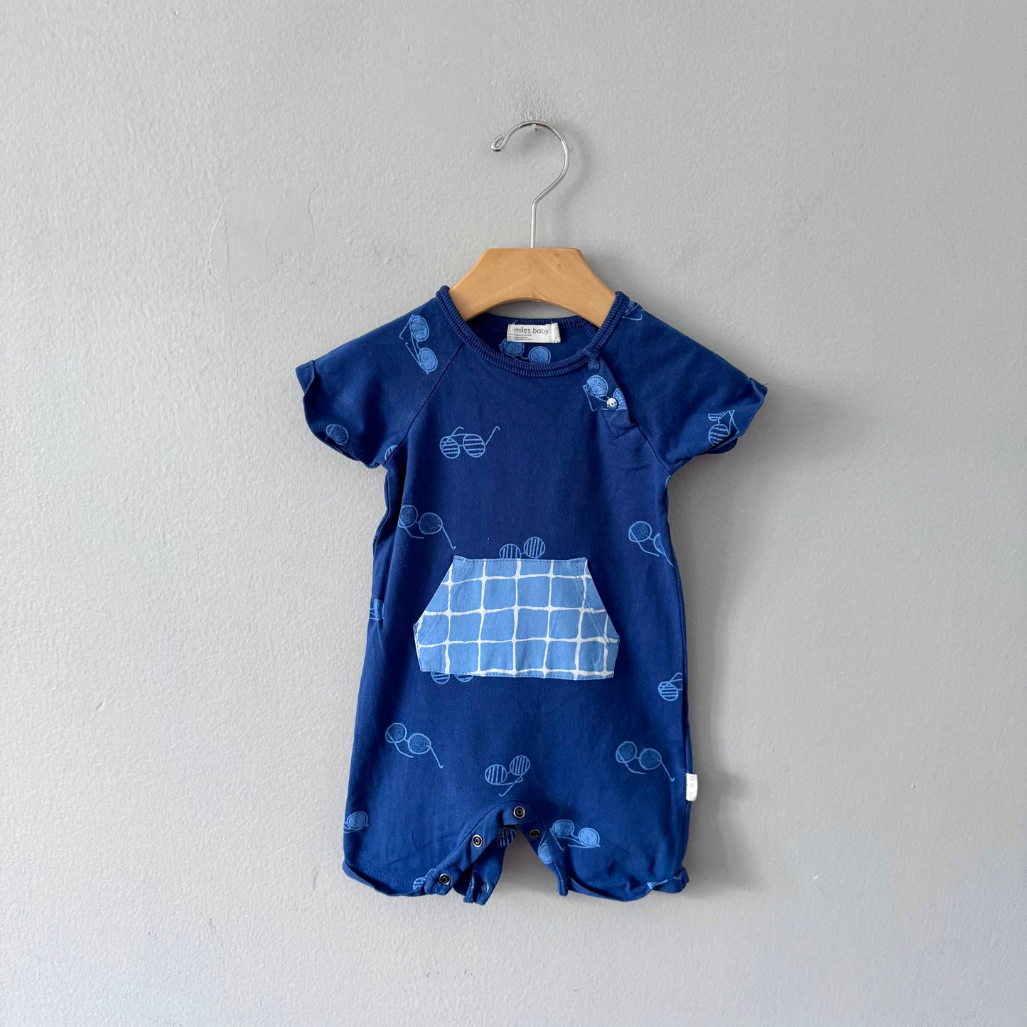 Miles Baby / Blue sunglasses romper / 6M