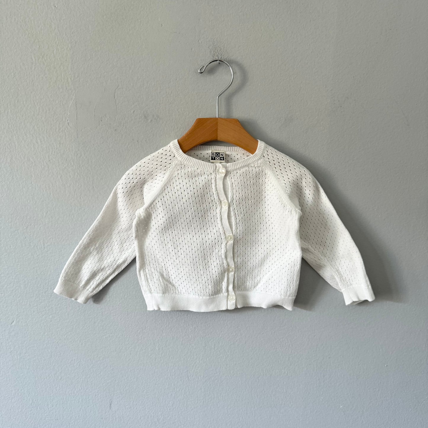 Bonton / White cotton cardigan / 18M