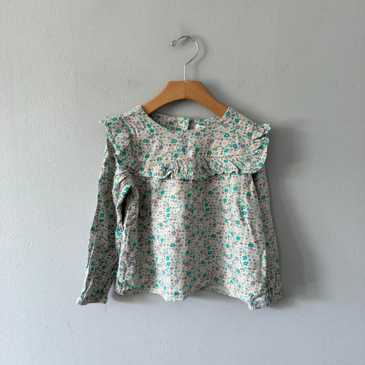 H&M / Light green floral viscose top / 5-6Y