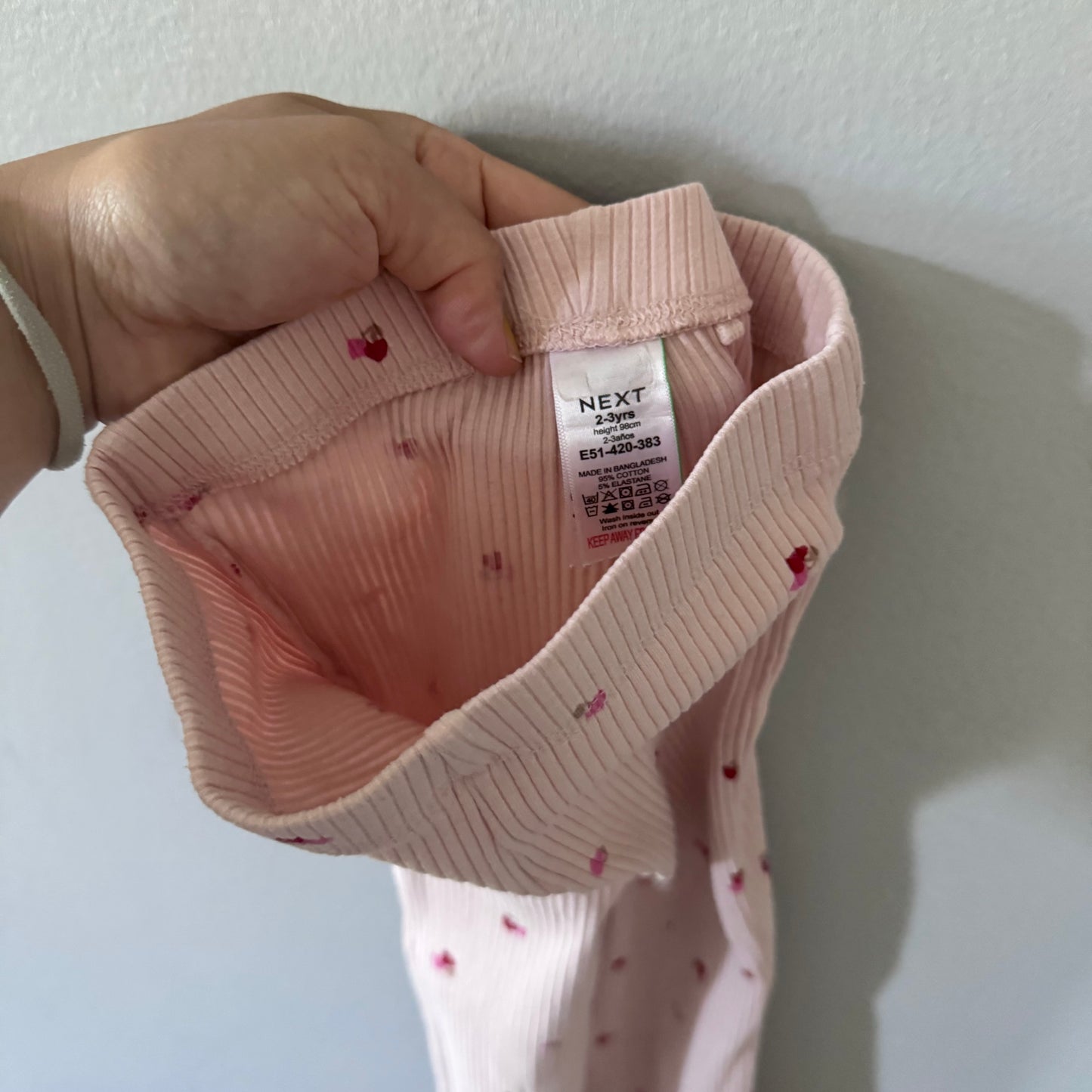 Next / Light pink ribbed leggings / 2-3Y