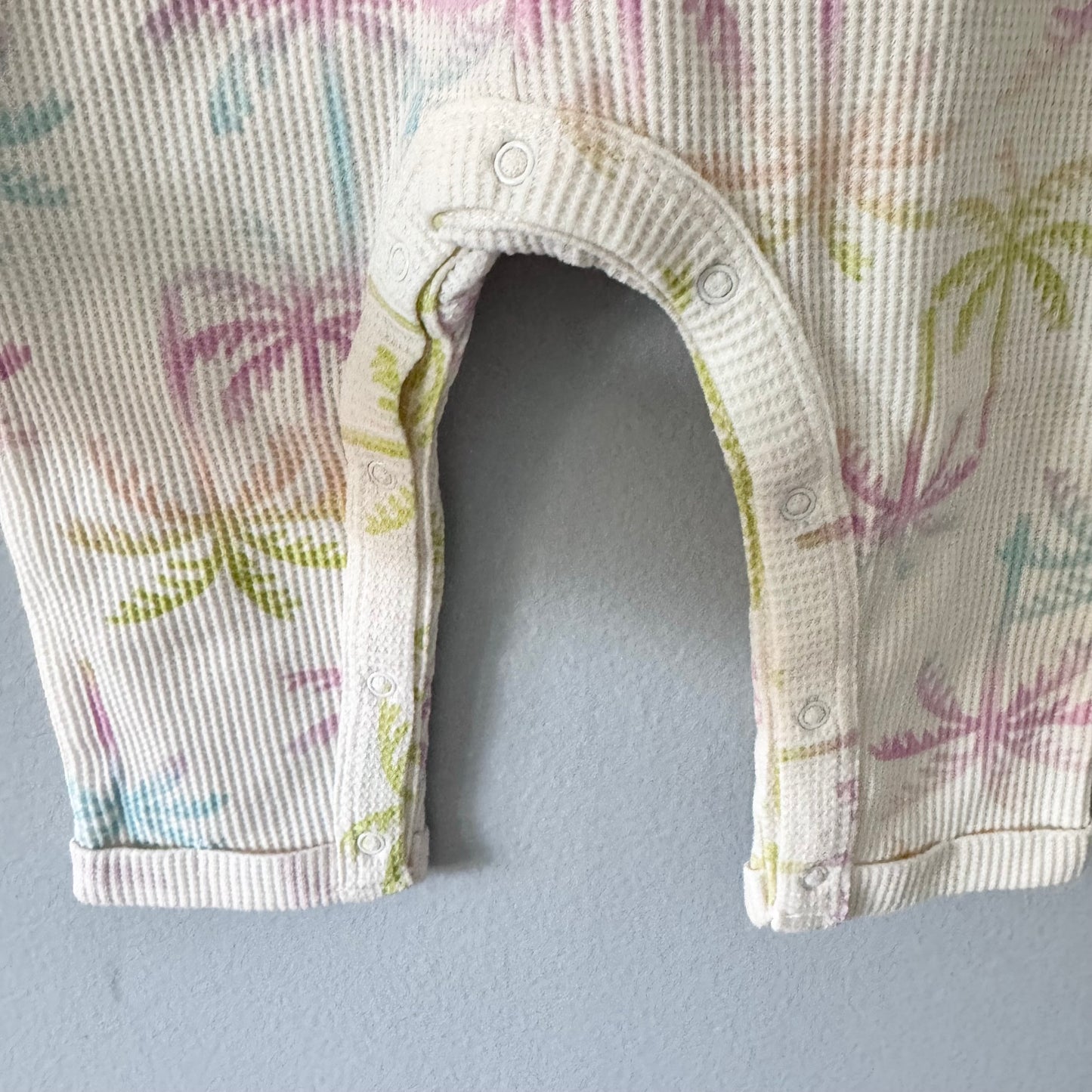 Grayson mini / White x palm tree waffle cami romper / 18M