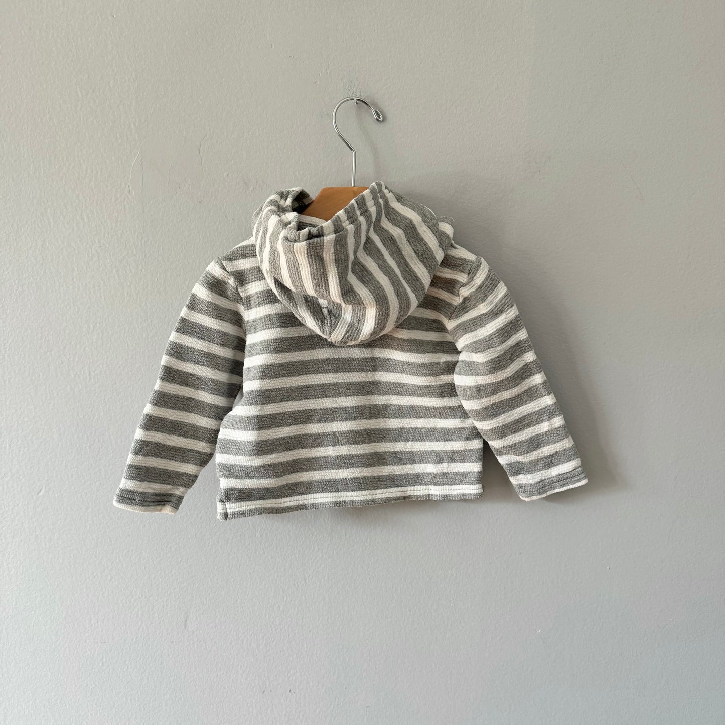 Roots / Light grey x white stripe hoodie / 6-12M