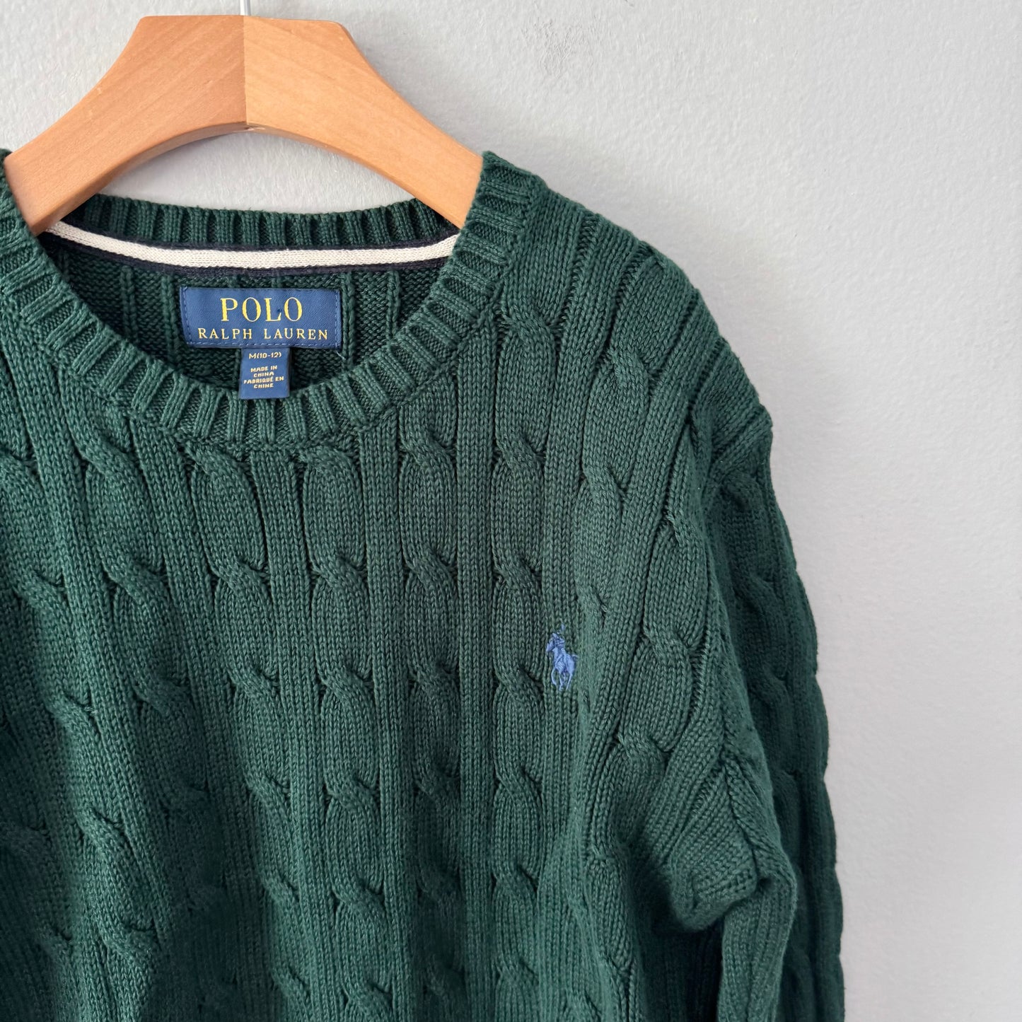 Polo Ralph Lauren / Green cable knit pullover / 10-12Y