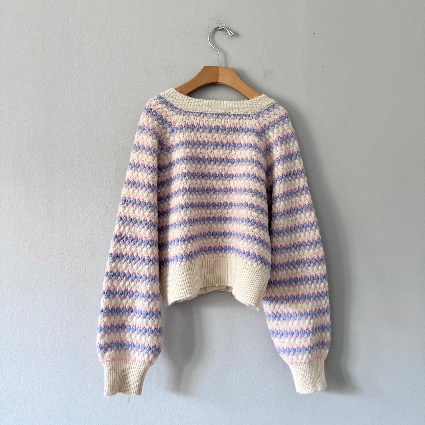 Roots / Pastel bubble knit cardigan / 7-8Y