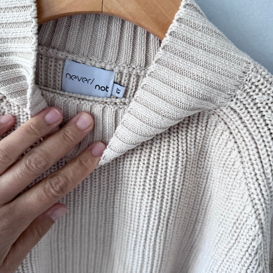 Never/Not / Ivory ribbed cotton knit pullover / 4Y