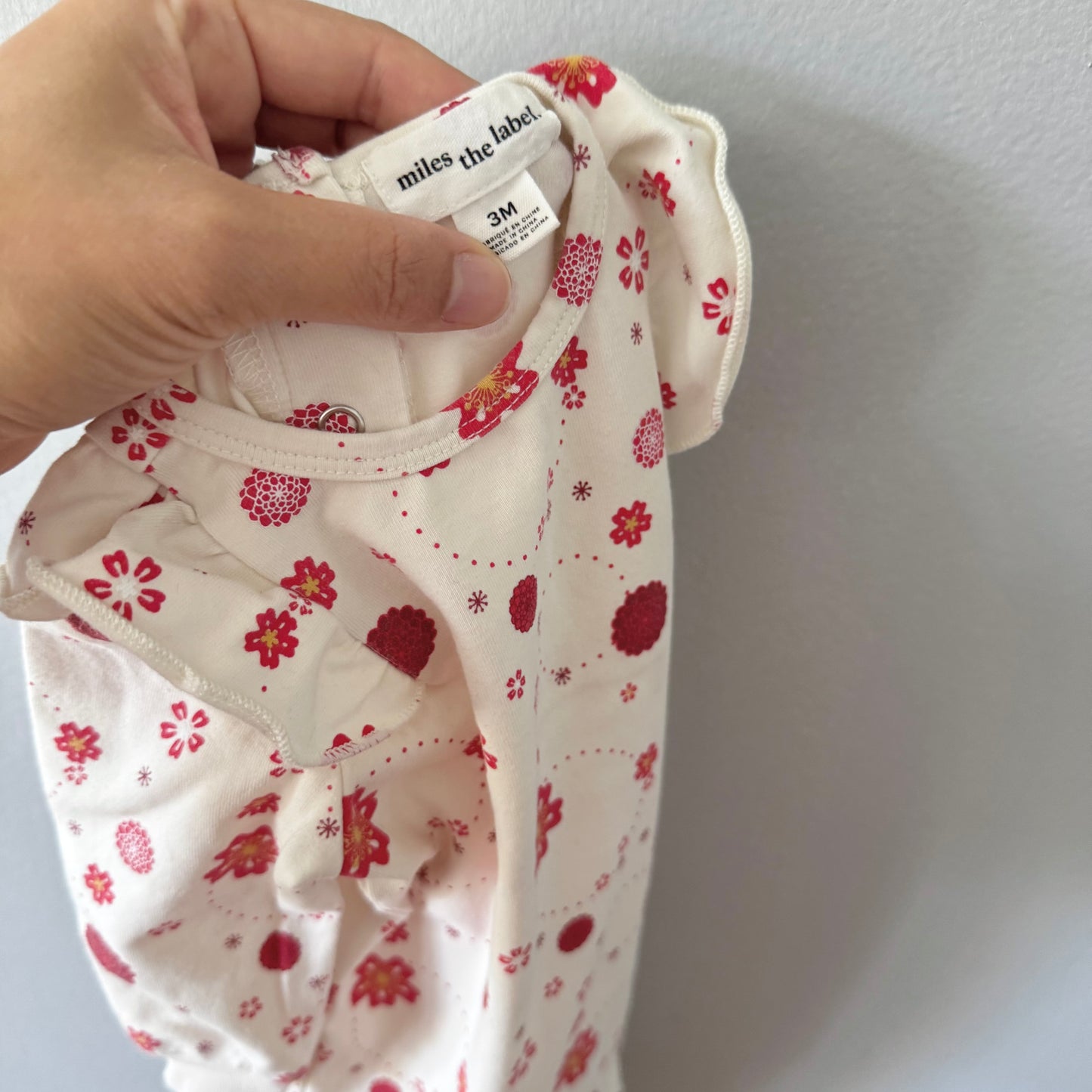 Miles the label / White x red flower romper / 3M