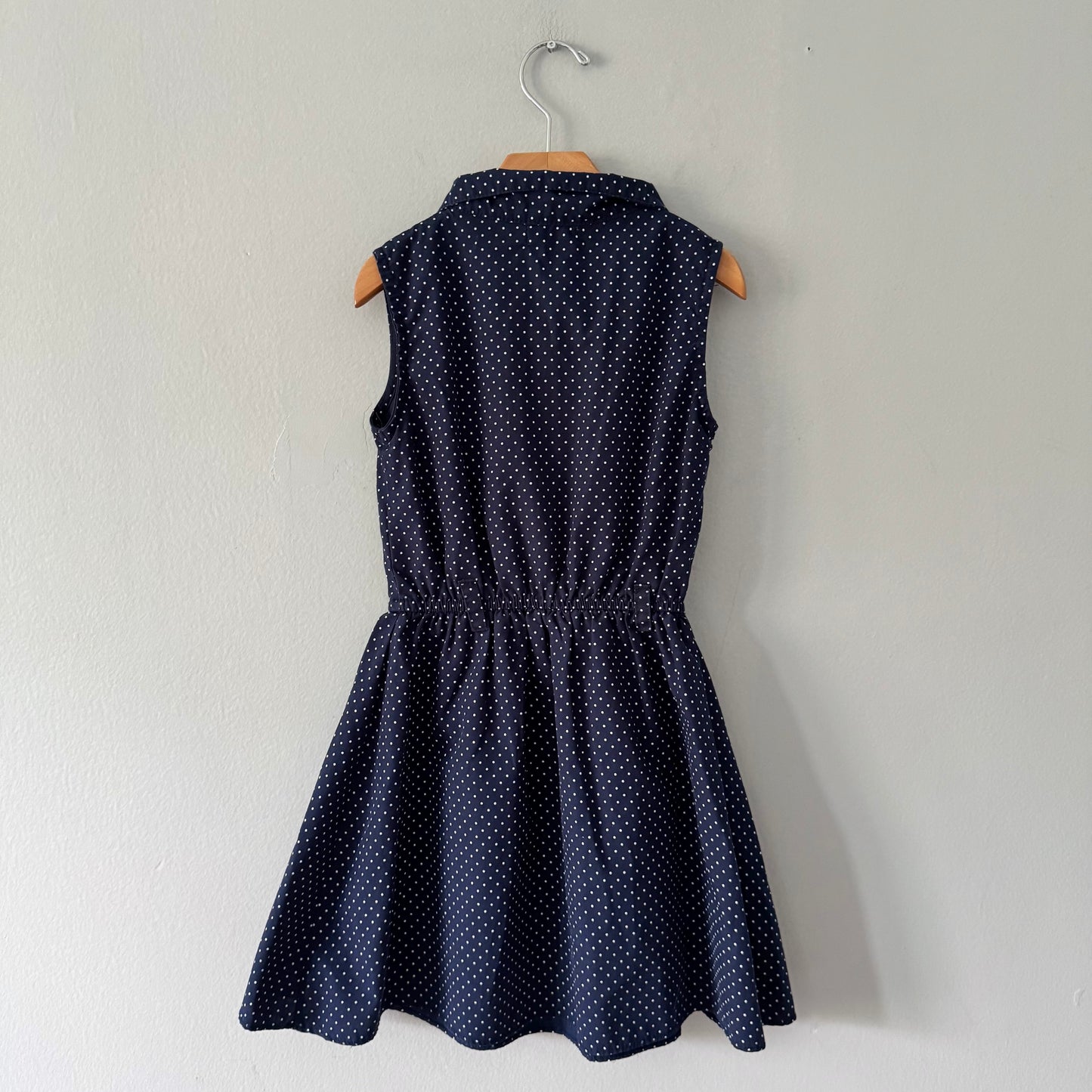 Pink / Navy x dots dress / 6-7Y