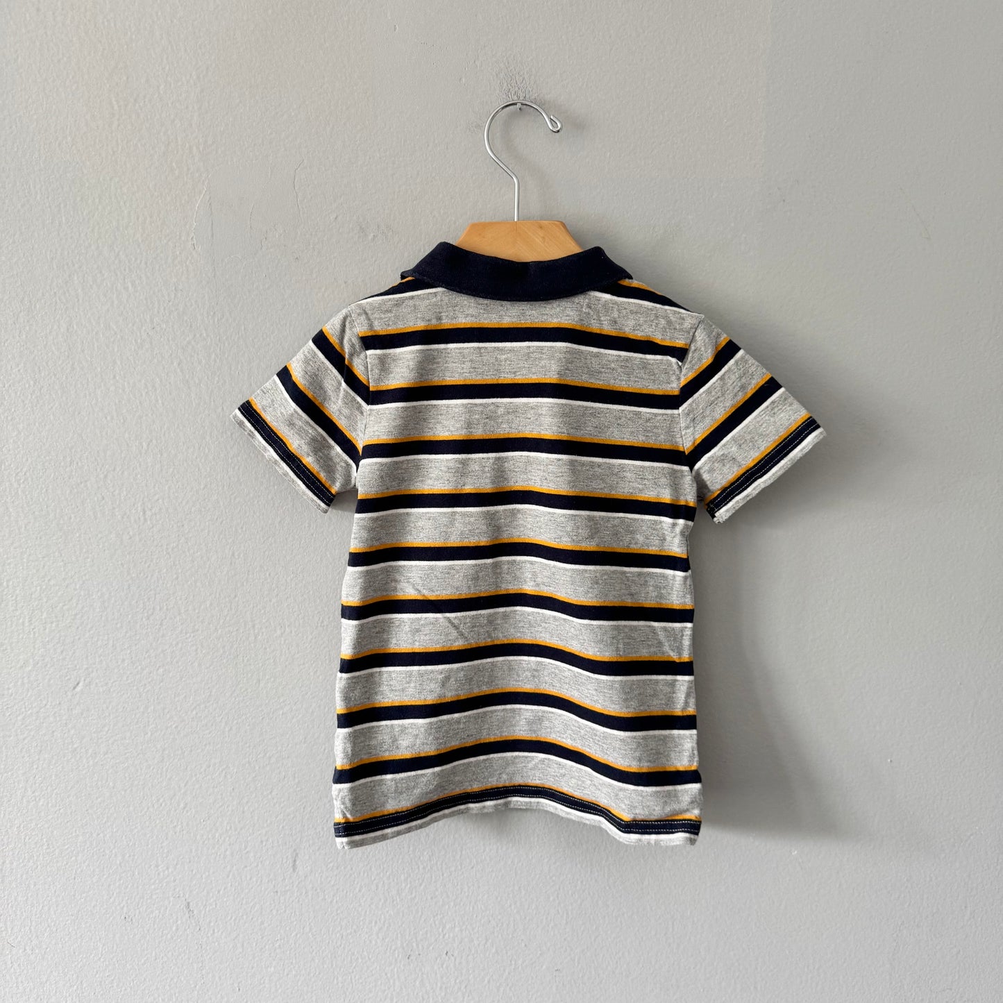 Janie & Jack / Light grey navy stripe shirt / 3Y