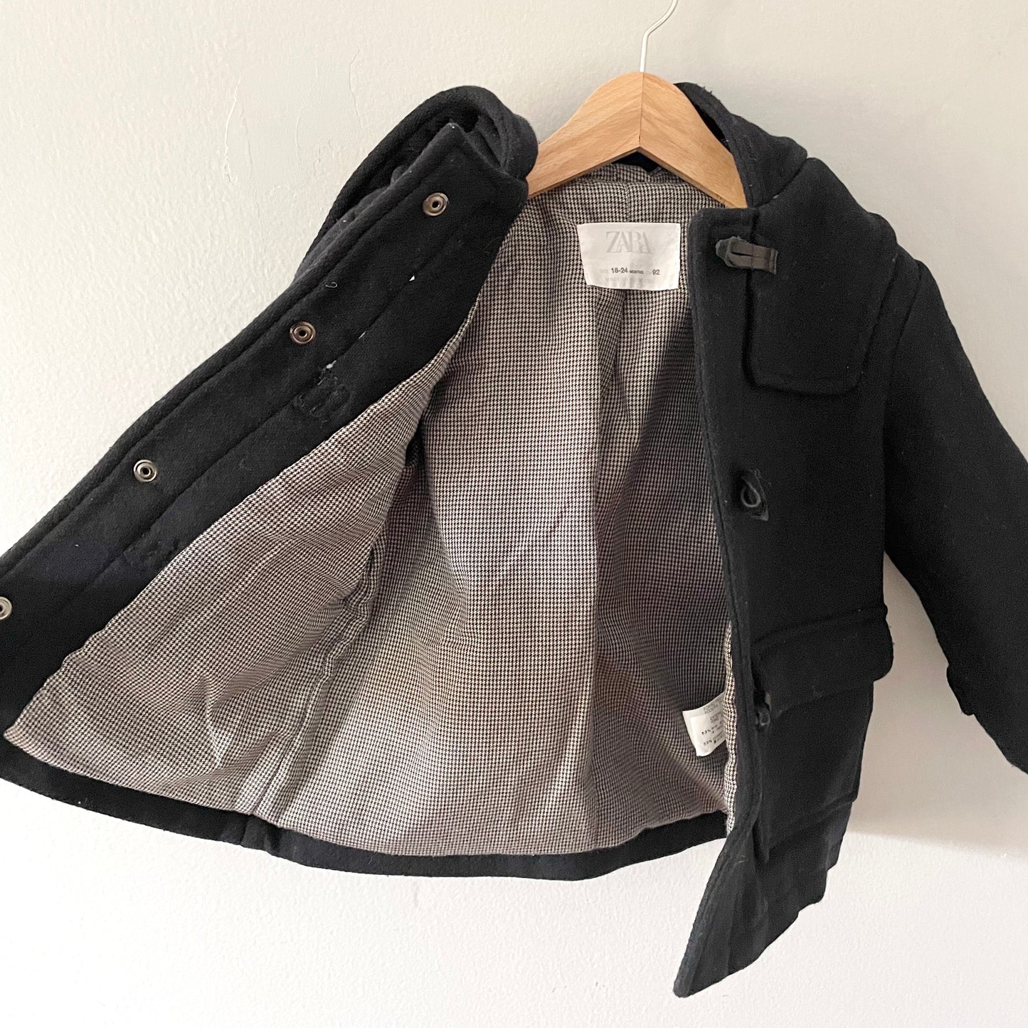 Zara / Navy wool mix duffle coat / 18-24M