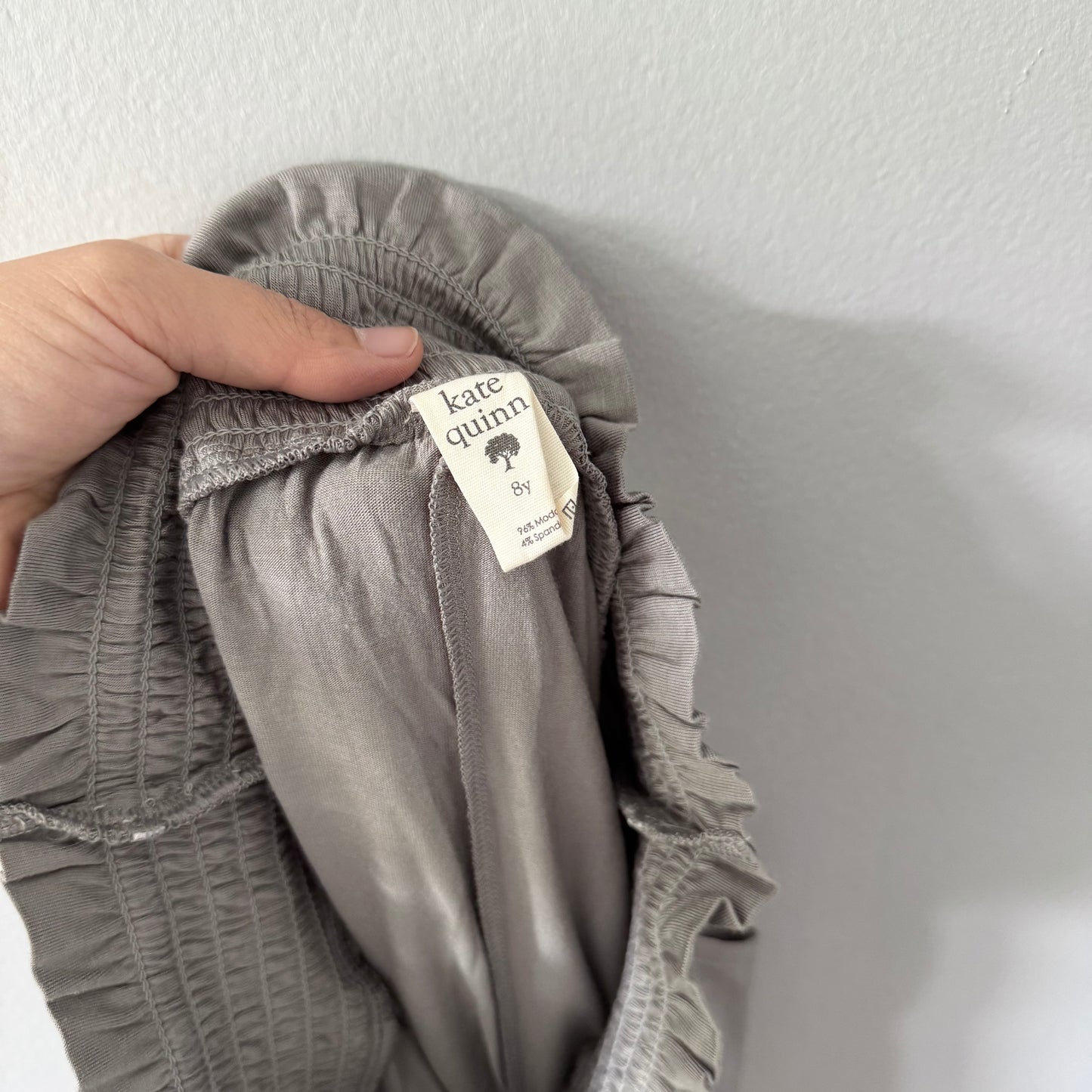 Kate Quinn / Grey bamboo shorts / 8Y