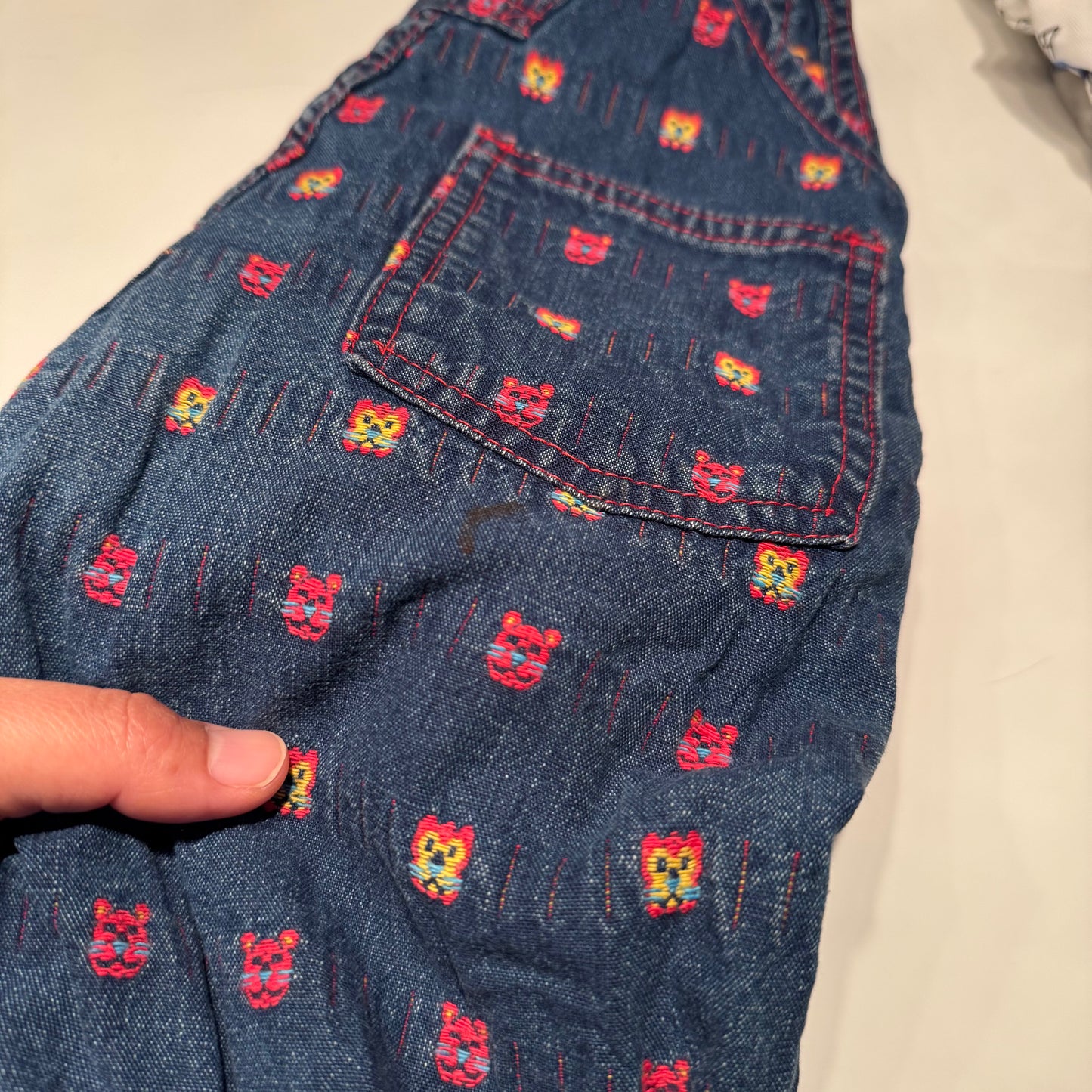 Oshkosh Vintage / Denim overalls - woven animal pattern / 3Y