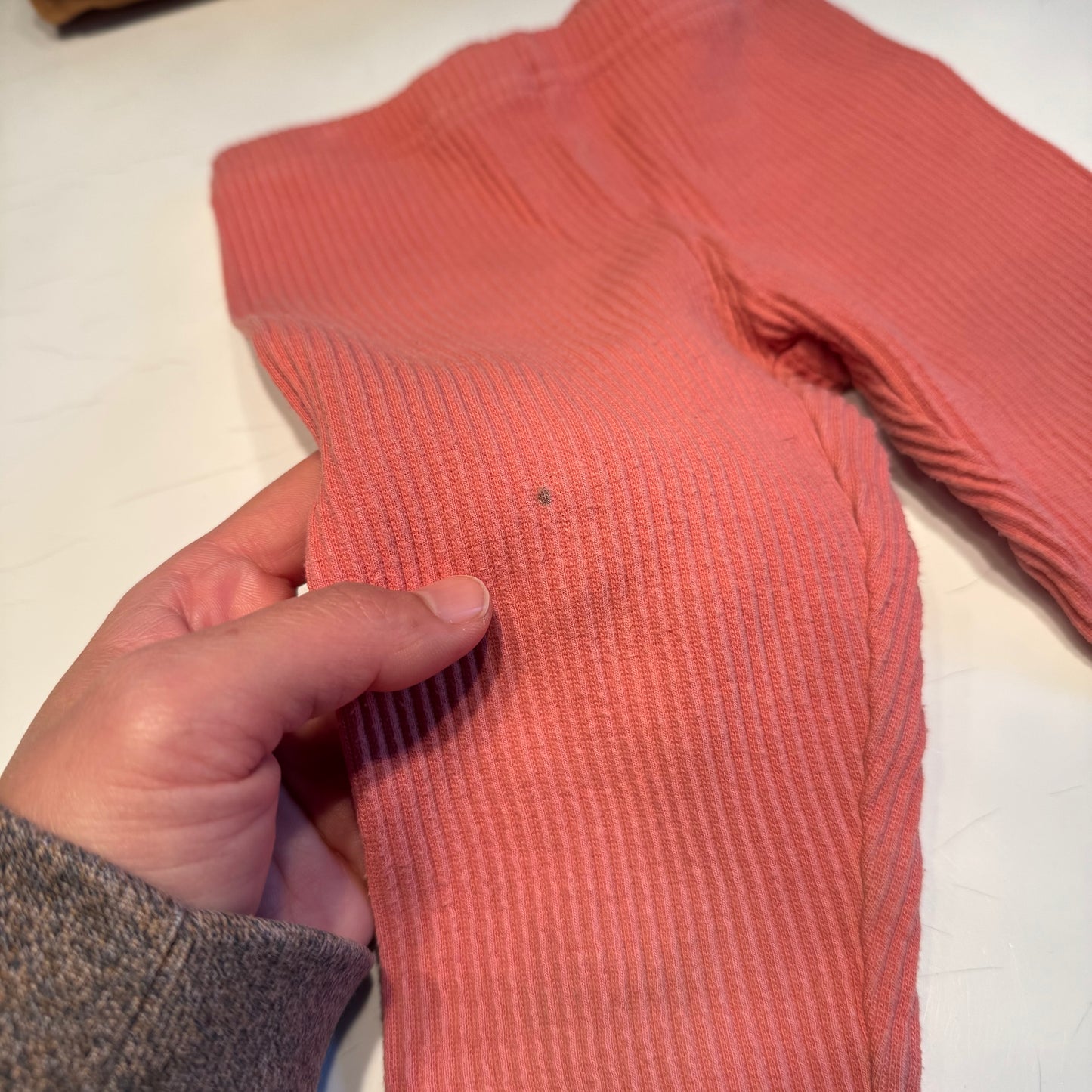 Deux par deux / Orange ribbed leggings / 2Y