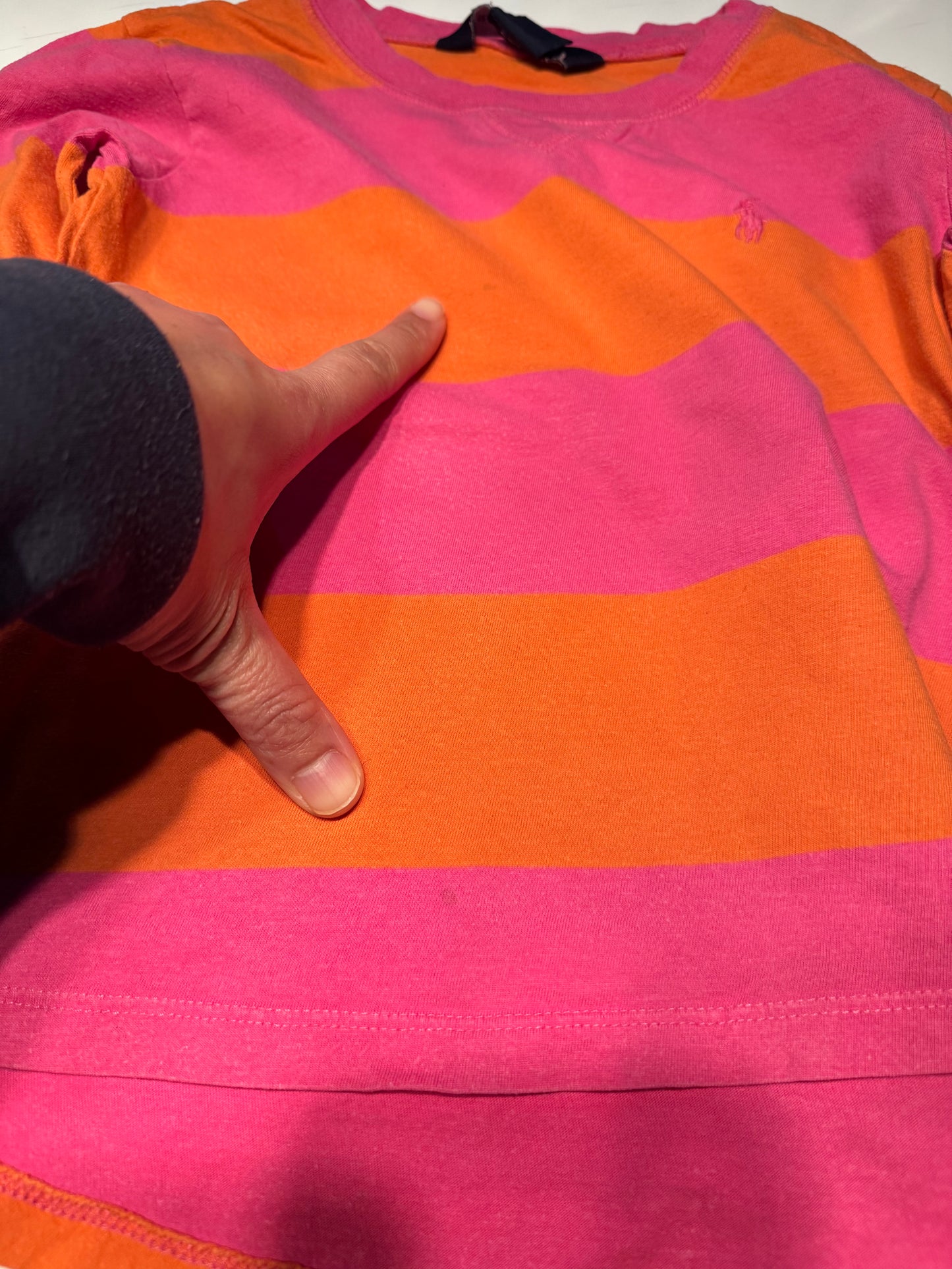 Polo Ralph Lauren / Robe manches longues rayée rose-orange / 4T
