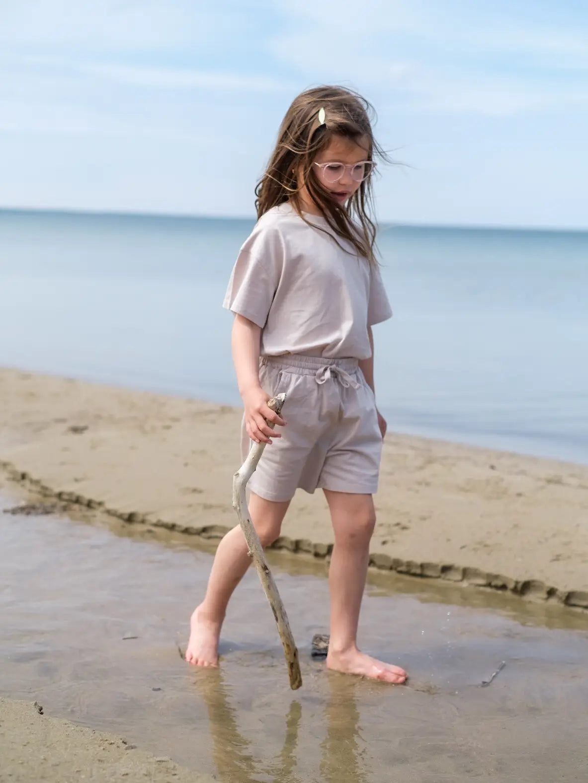 Bee & Magnolia / Ensemble court en coton biologique - Sable doux (4/5/7/8/9 ans)