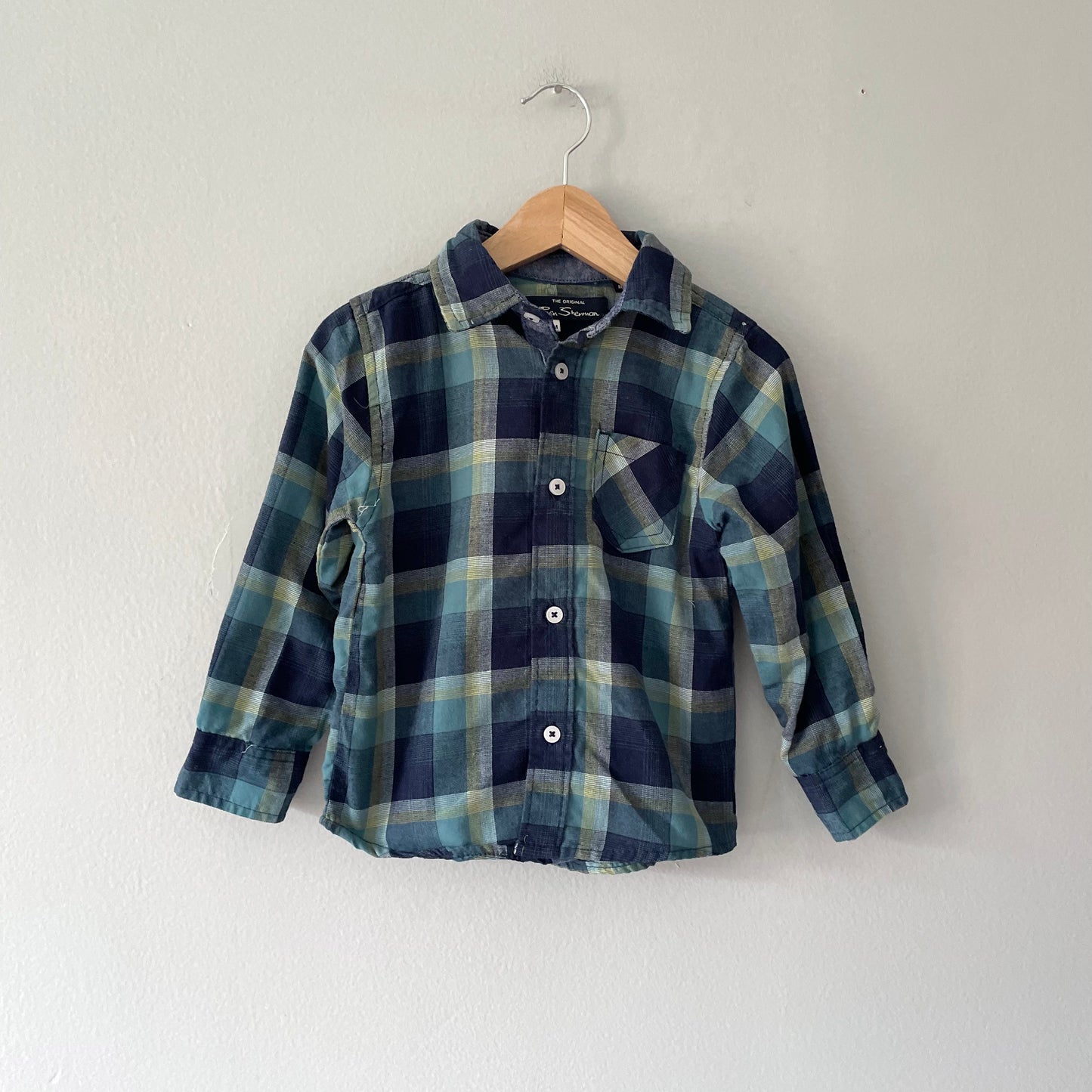 Ben Sherman / Green checked cotton shirt / 24M