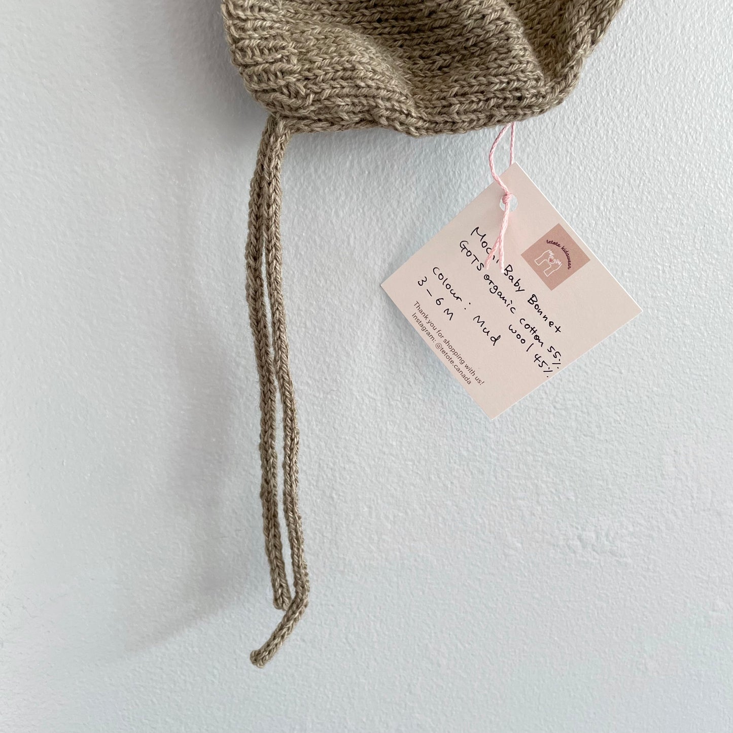 tetote / Organic cotton & wool bonnet / 3-6M