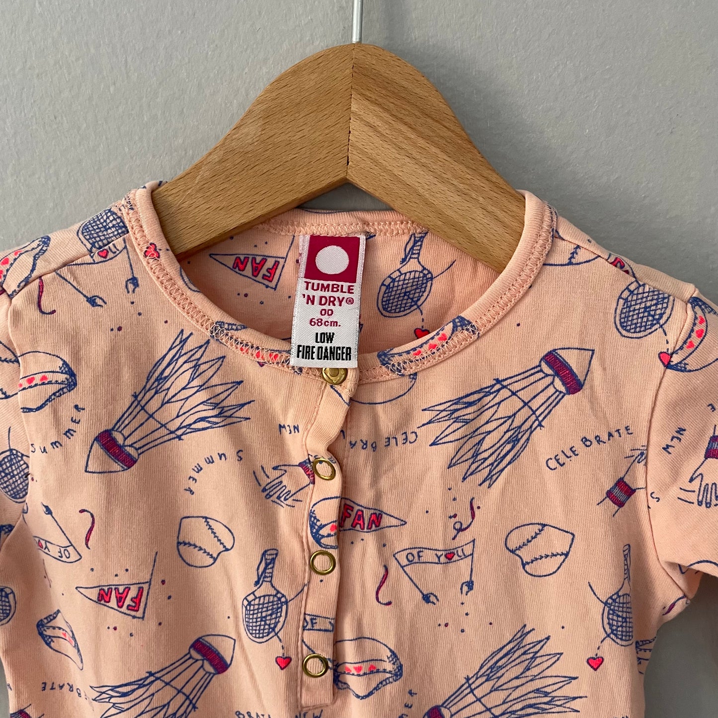 Tumble n' dry / Pink romper / 3-6M