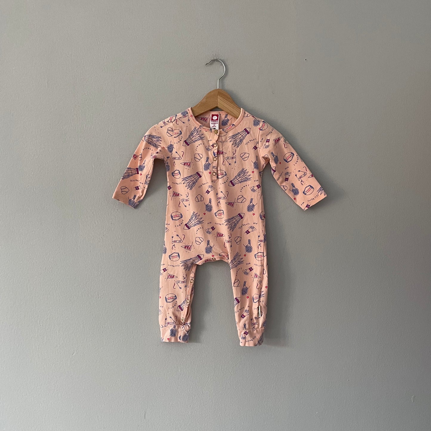 Tumble n' dry / Pink romper / 3-6M