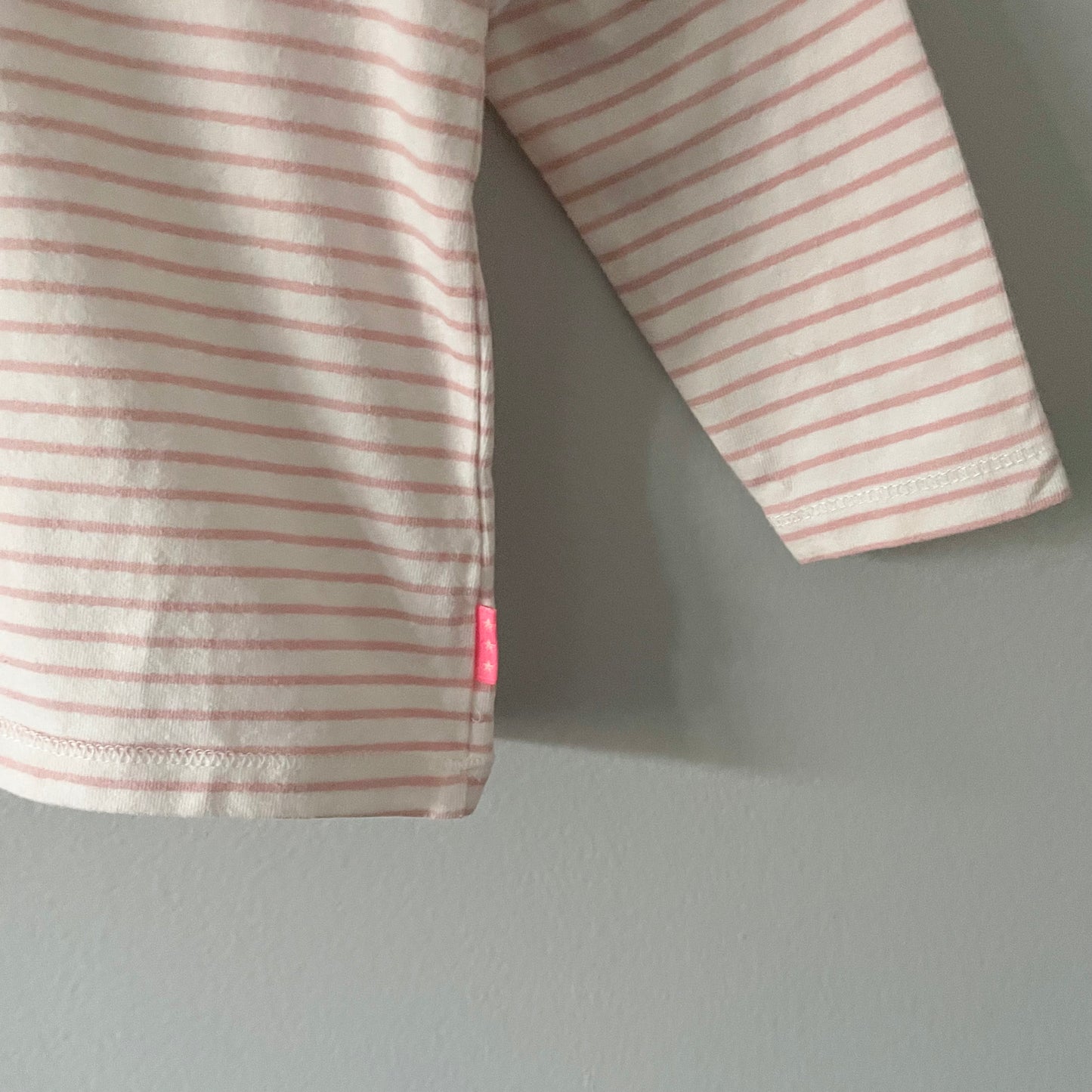 Hema / White x pink striped long sleeve / 68cm(3-6M)