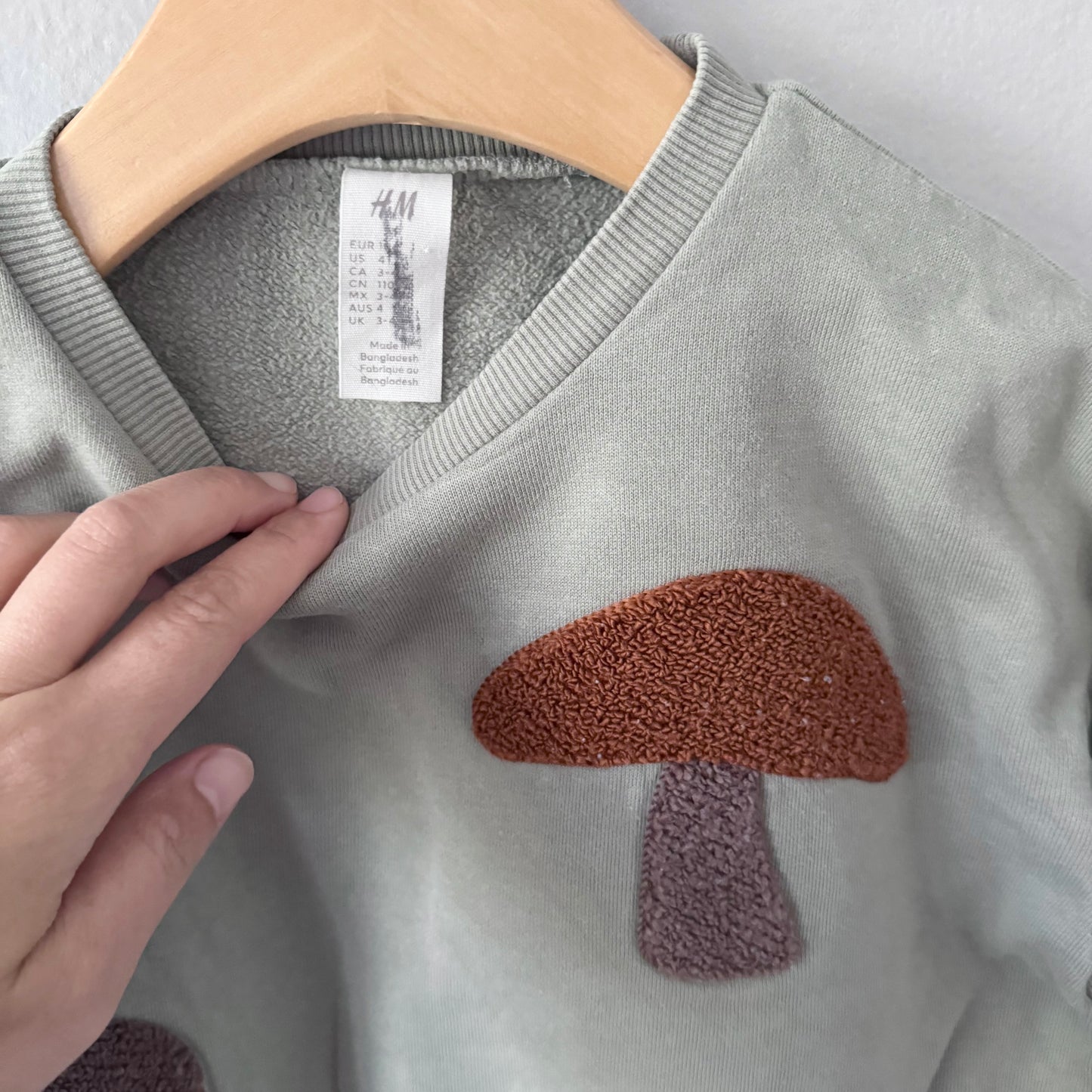 H&M / Smokey green acorn sweatshirt / 3-4Y