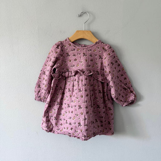 Zara / Purple muslin long sleeve dress / 3Y - 2 available
