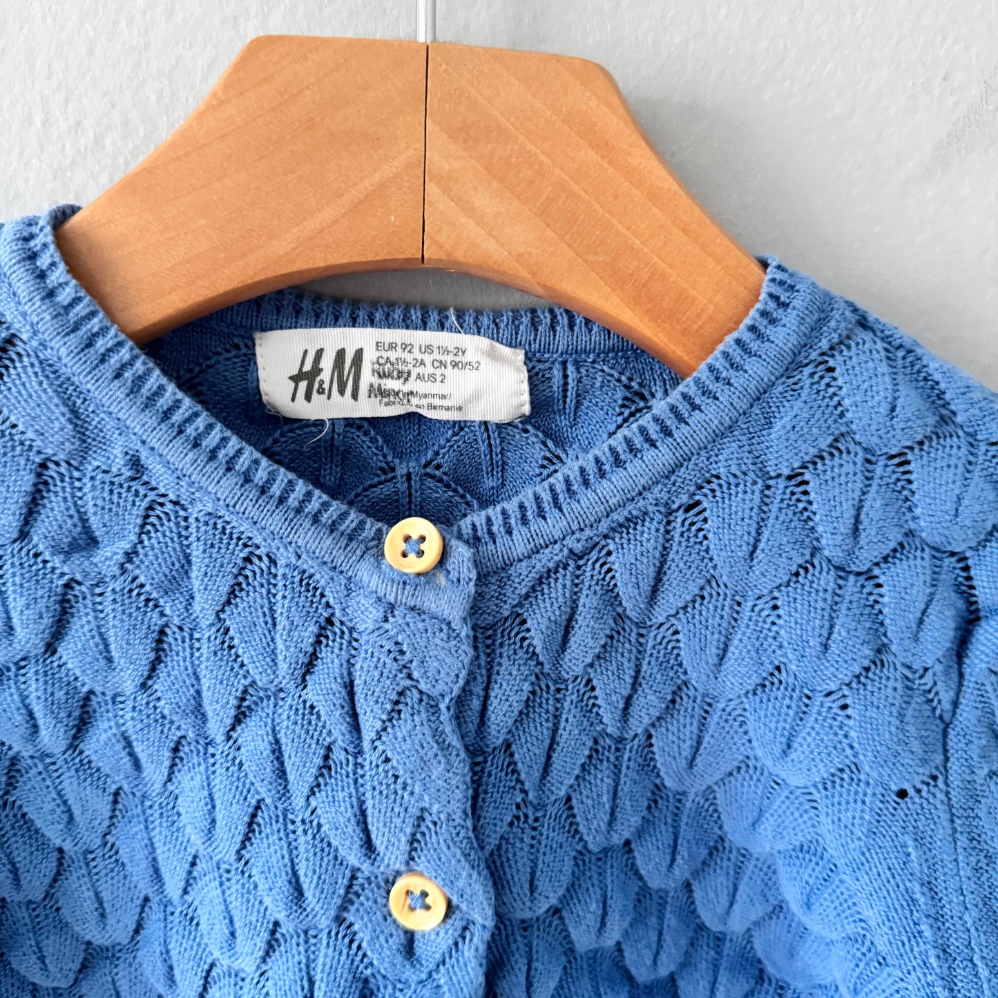 H&M / Blue cotton knit cardigan / 18-24M
