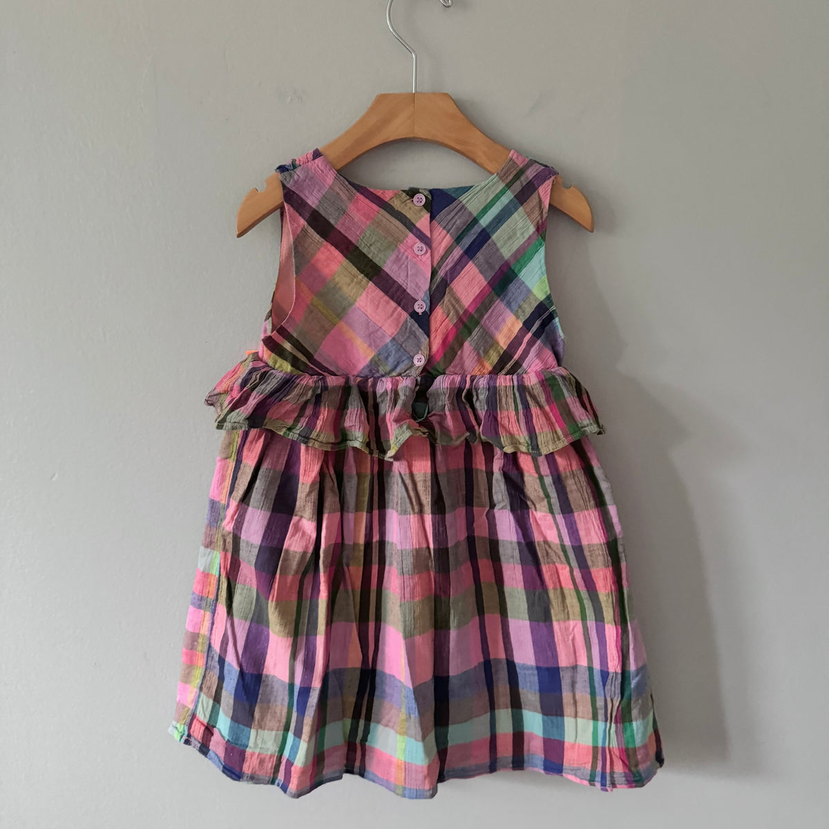 Next / Pink navy checked tank dress / 4-5Y