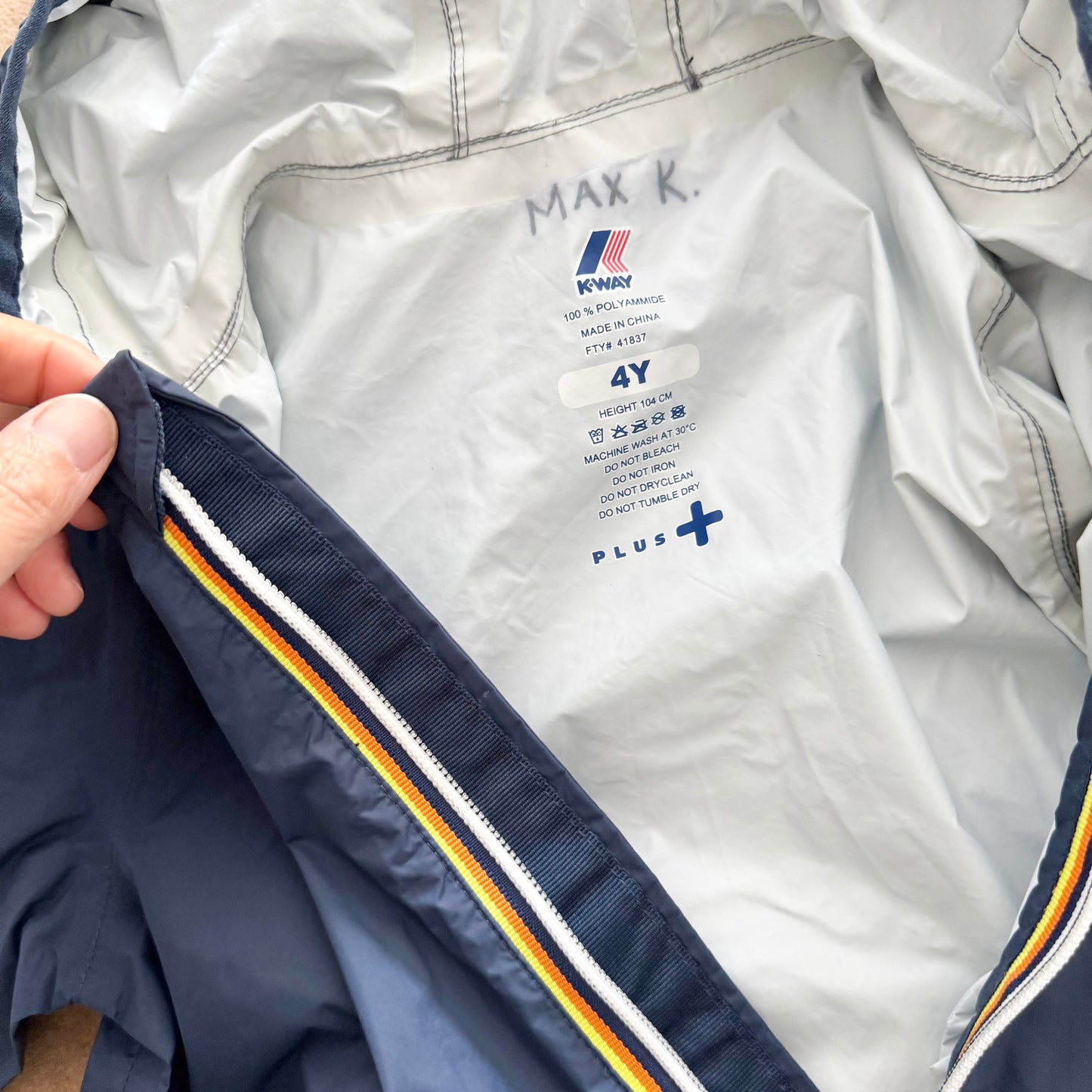 K-Way / Navy packable windbreaker / 4T