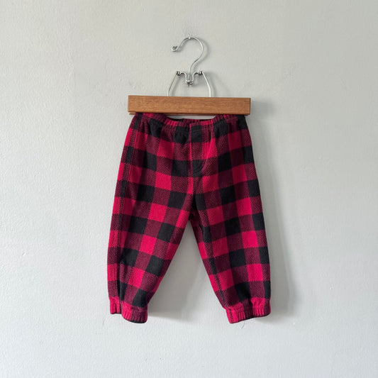 Roots / Red x black fleece plaid pants / 12-18M