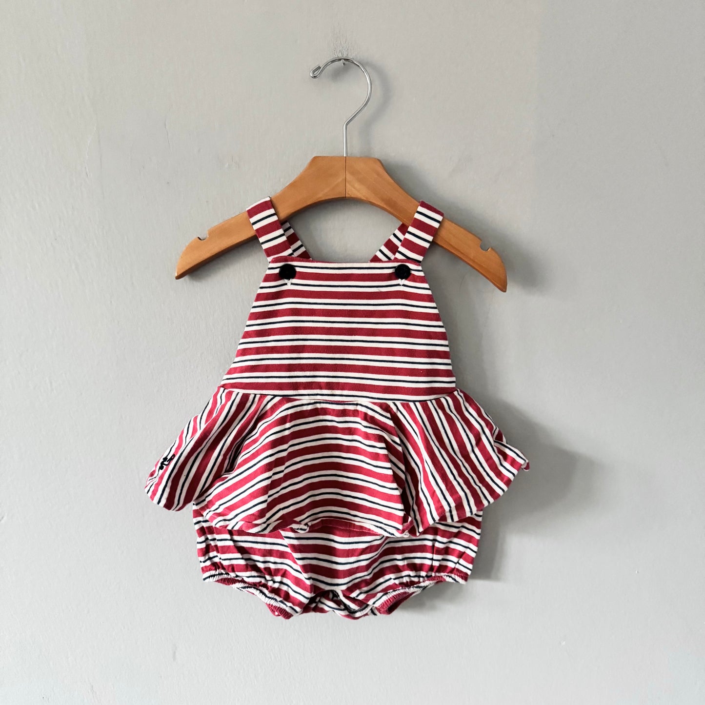 Polo Ralph Lauren / Barboteuse salopette rayée rouge / 6M
