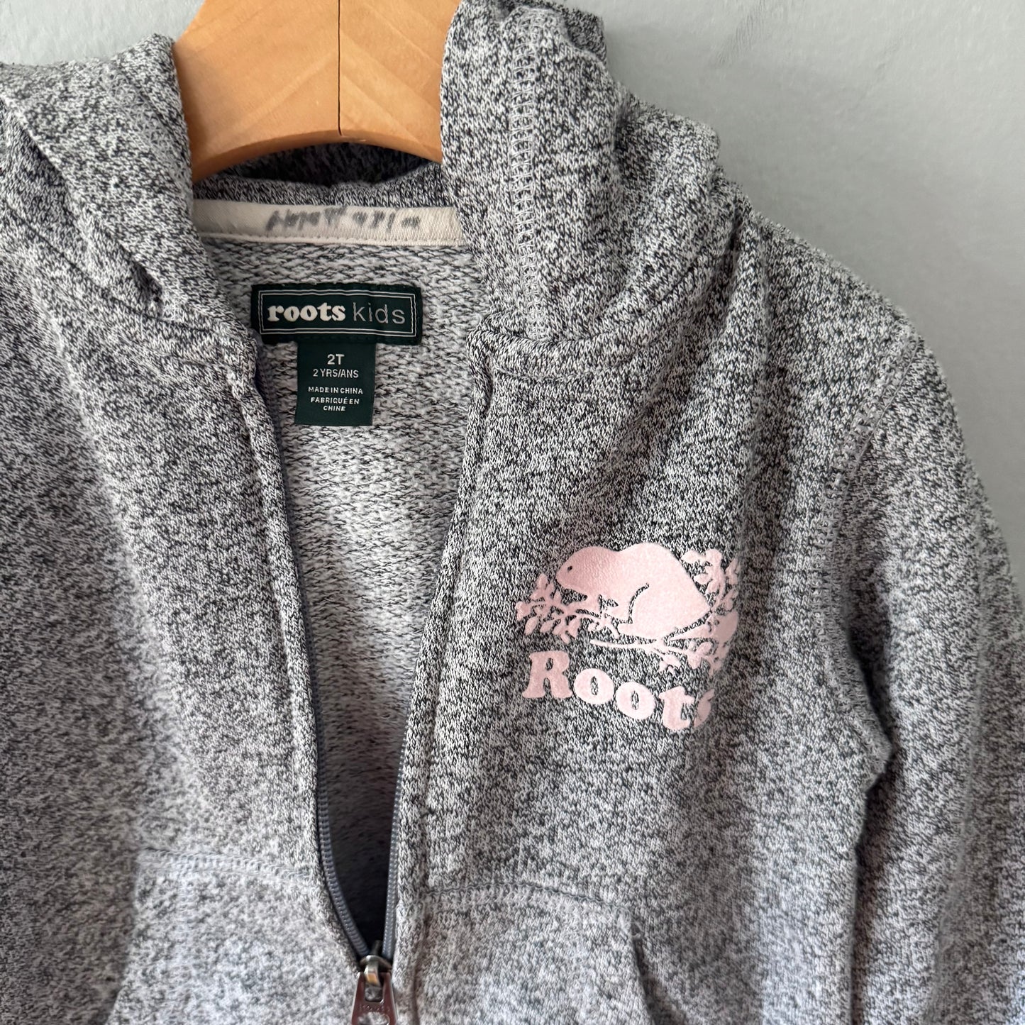 Roots / Salt and pepper zip up hoodie / 2T