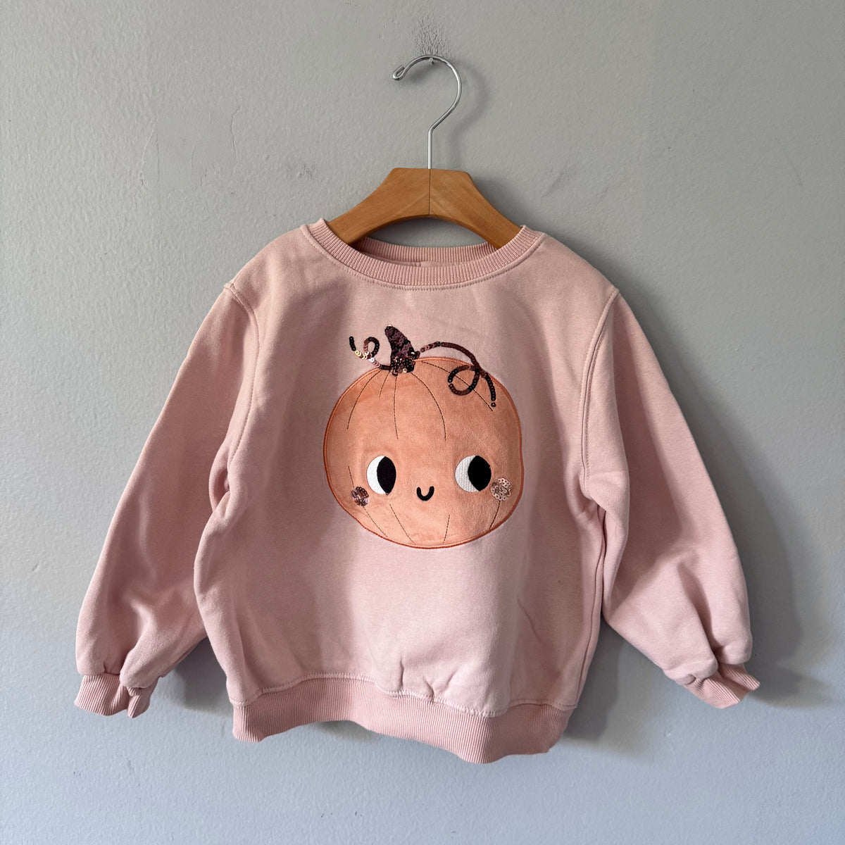 H&M / Pink x pumpkin sweatshirt / 4-6Y