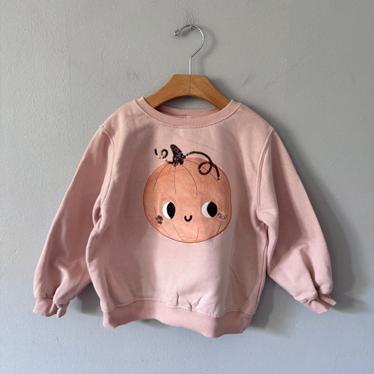 H&M / Pink x pumpkin sweatshirt / 4-6Y