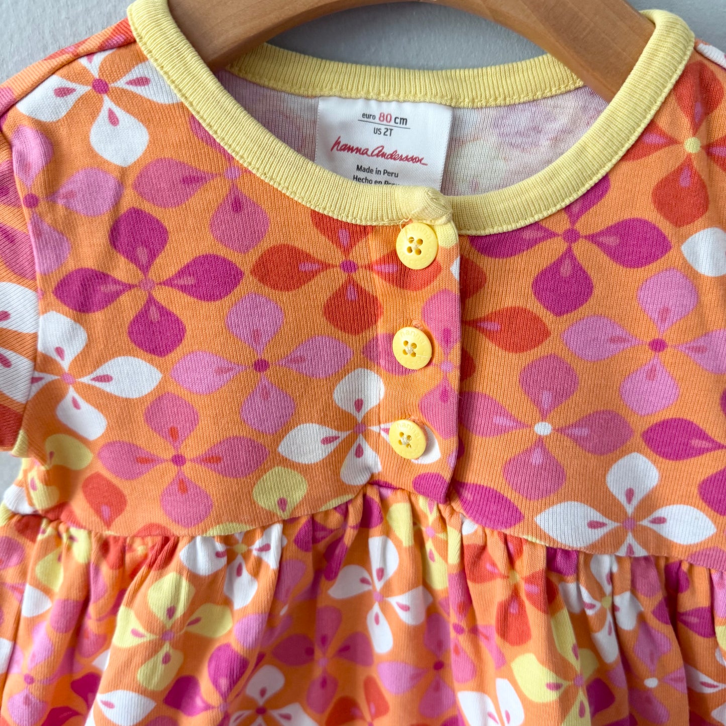 Hanna Andersson / Orange x floral dress / 80(12-18M)