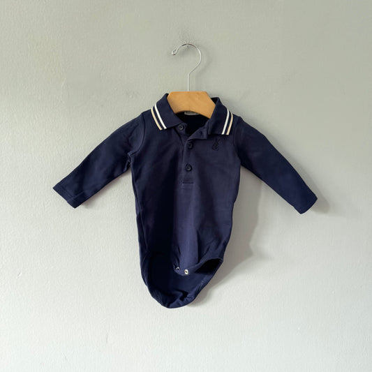 Benetton / Navy long sleeve onesie / 3-6M