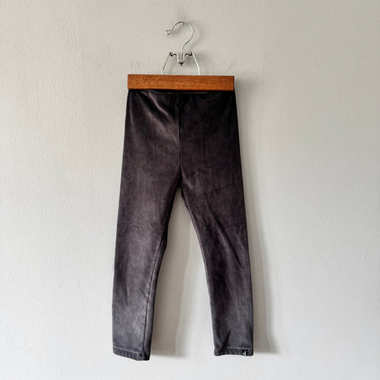 Deux par deux / Grey velour leggings / 6Y