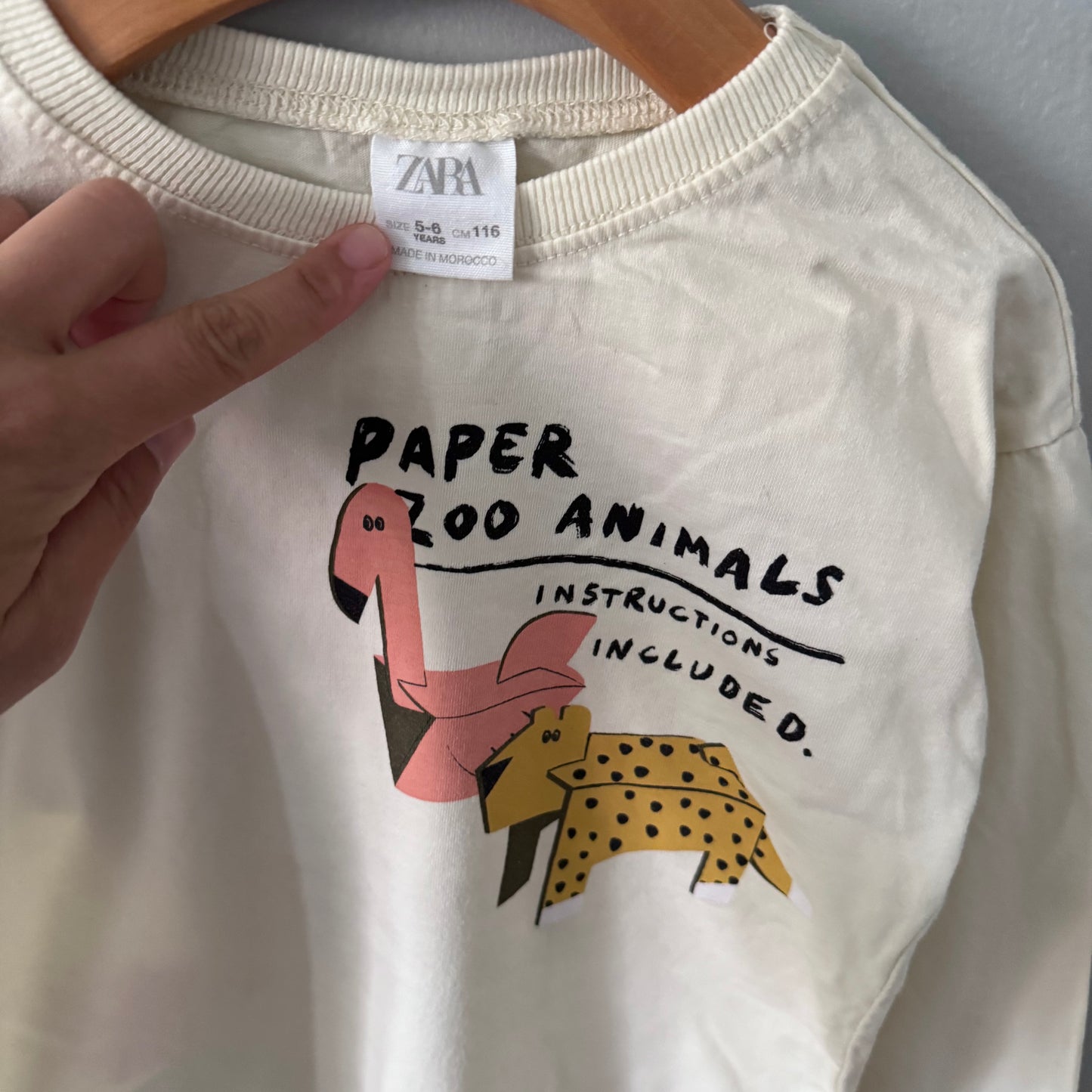 Zara / Paper zoo animals long sleeve / 5-6Y