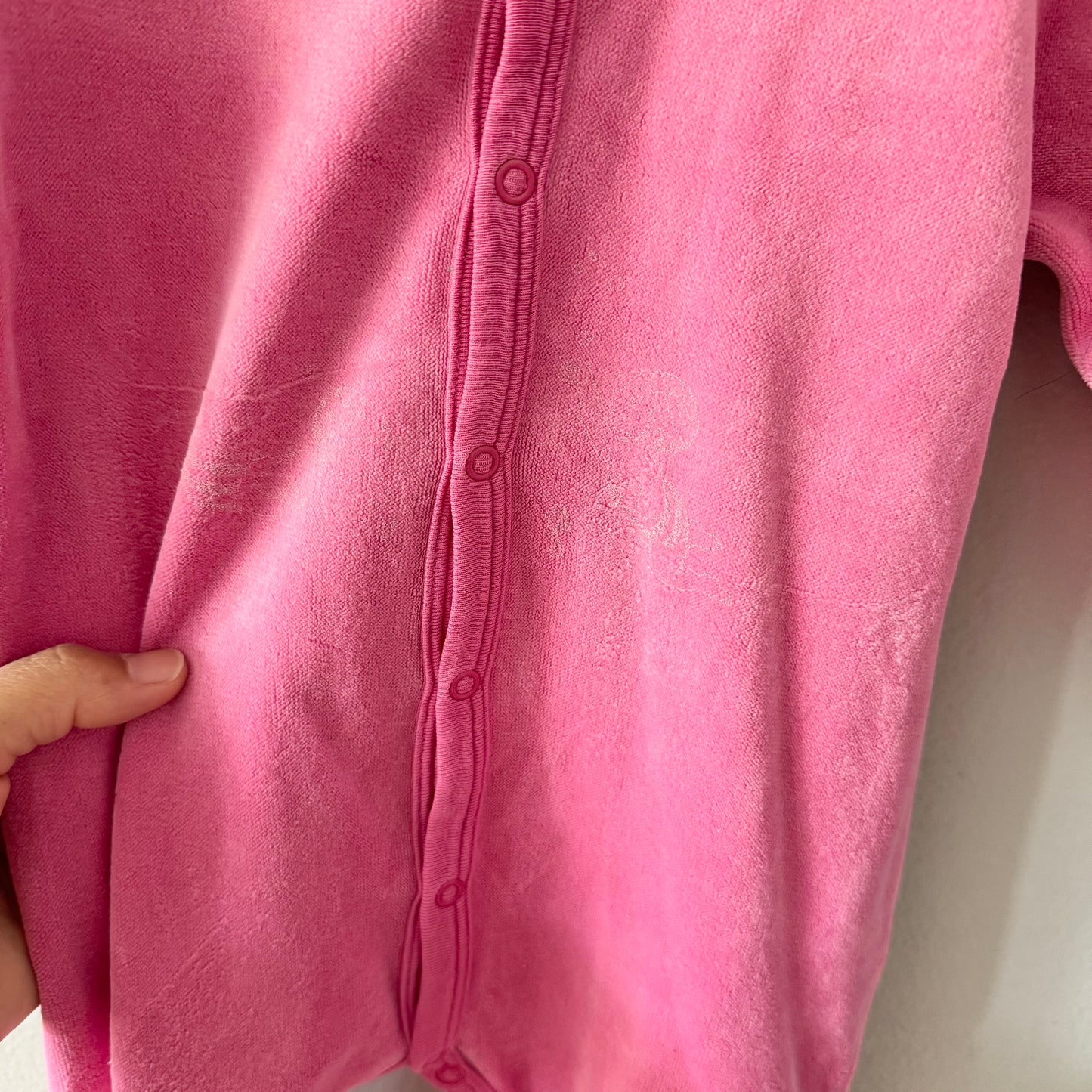Petit Bateau / Pink velour long sleeve romper / 12M