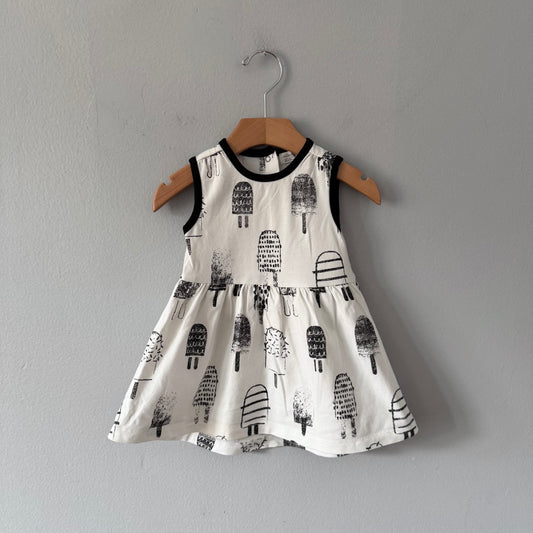 Miles baby / Black and white popsicle tank dress / 12M