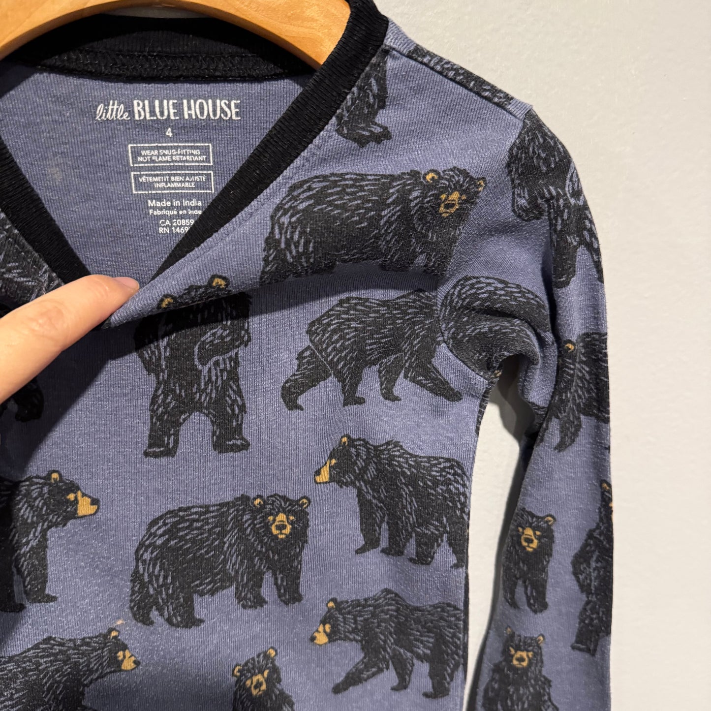 Little blue house / Purple x bear pajama set / 4Y