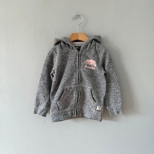 Roots / Salt & pepper zip up hoodie / 4T