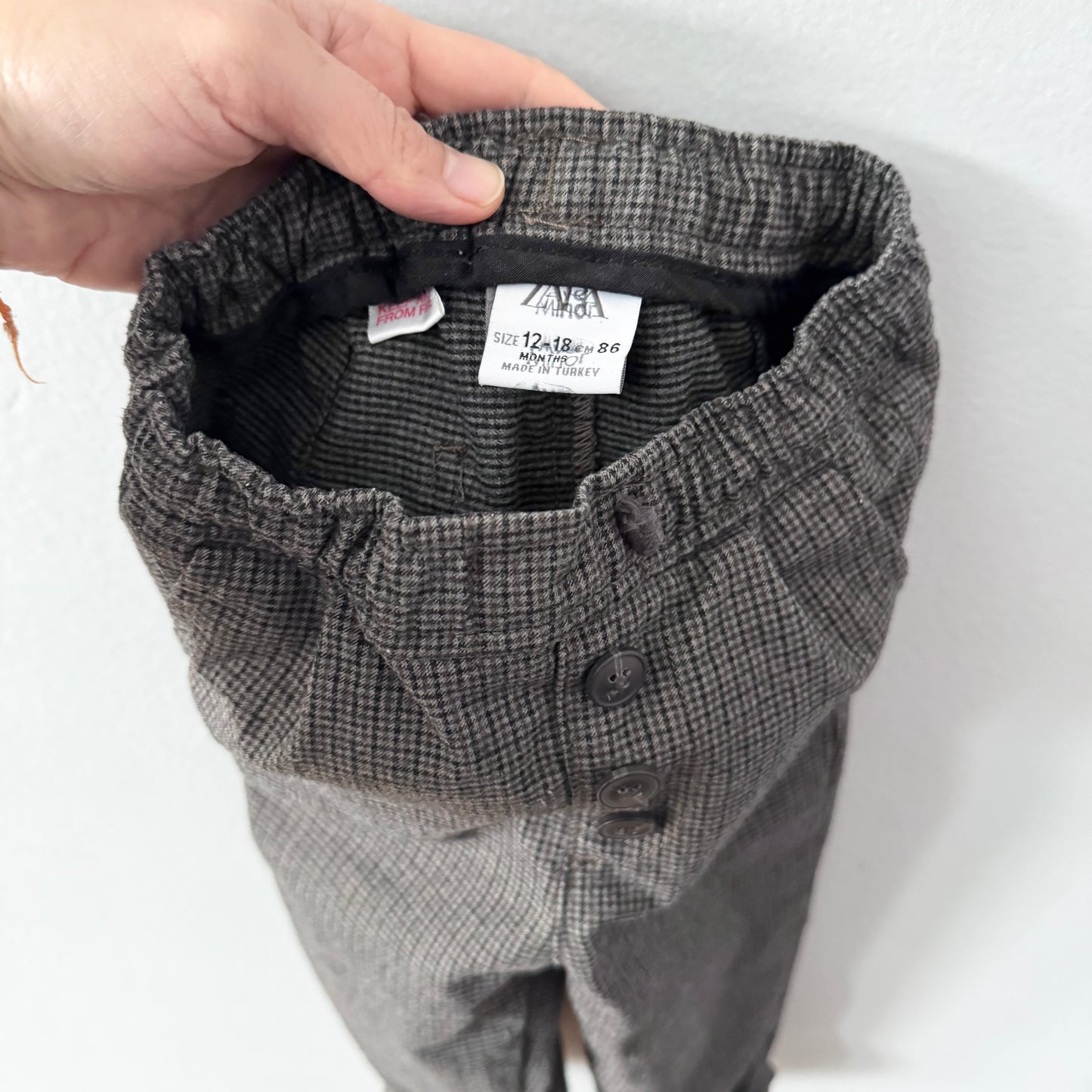 Zara / Brown black houndstooth pants / 12-18M